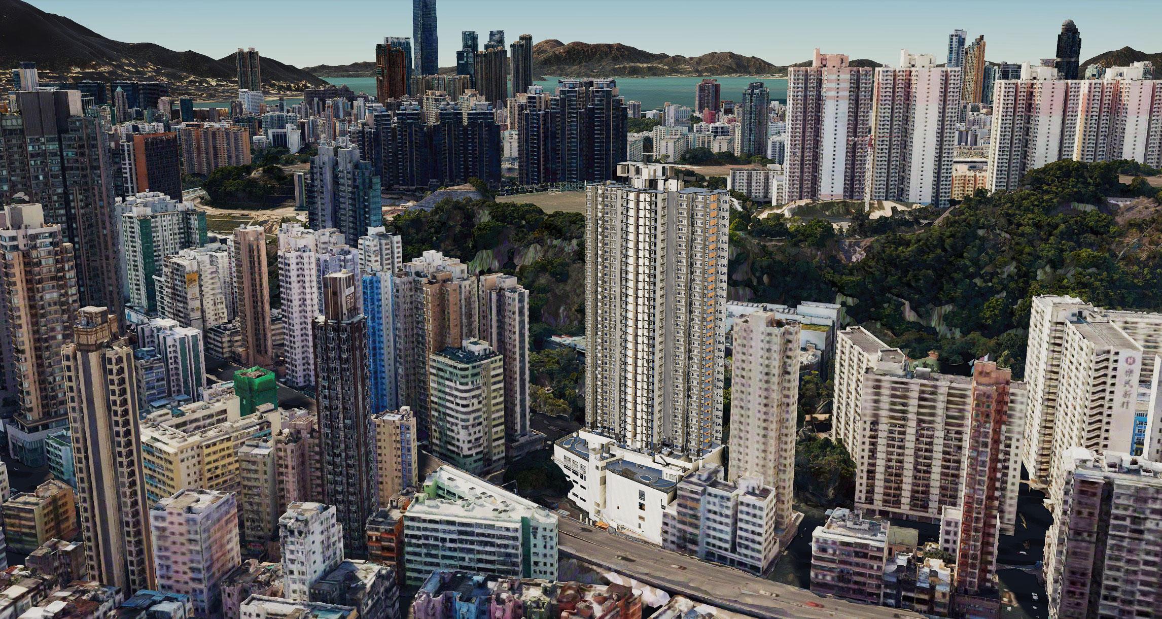 香港房屋委員會自主研發資訊管理及分析平台「智築目」。圖示綜合建築信息模擬和地理資訊系統優化規劃及設計。


