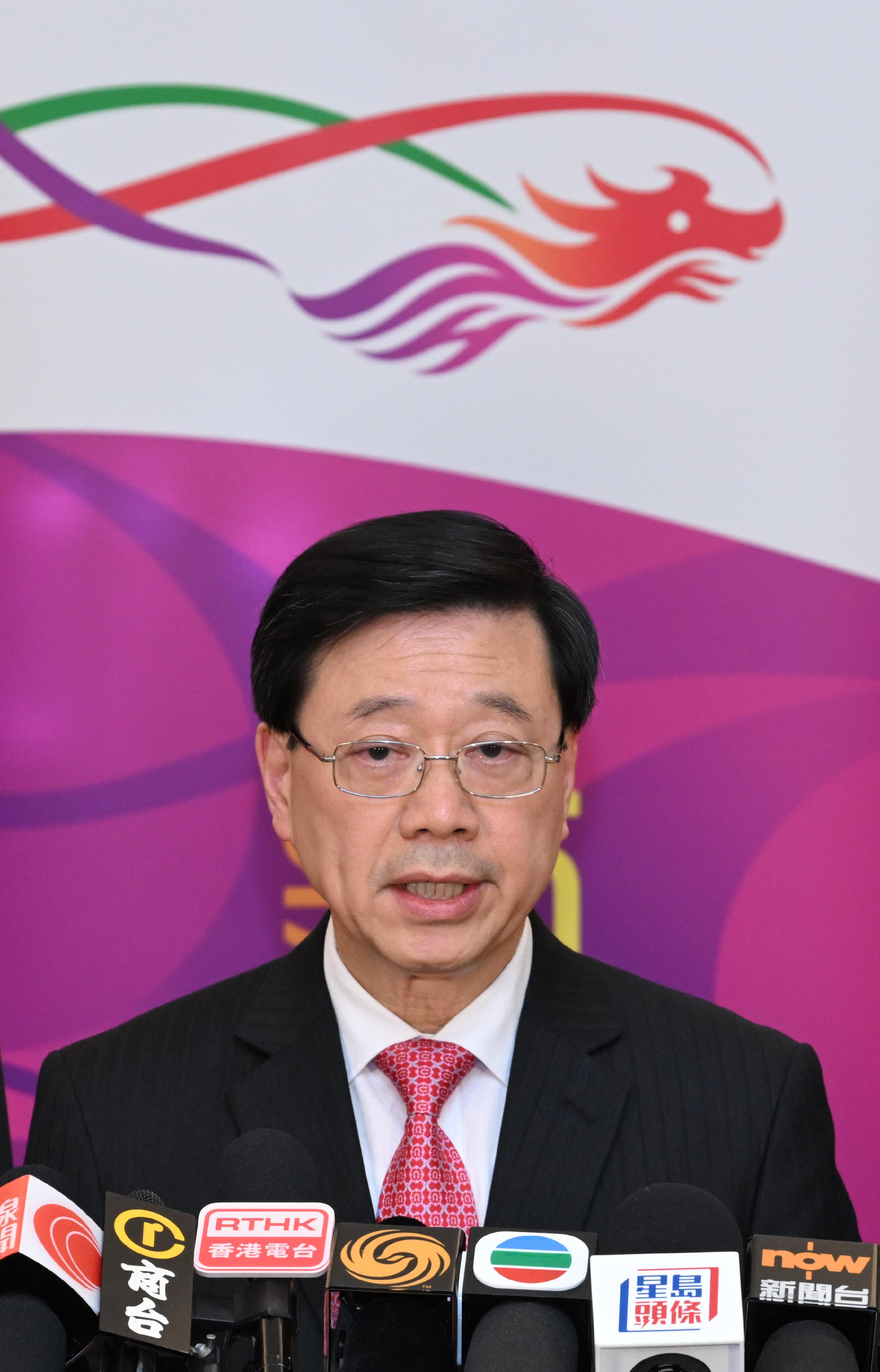 The Chief Executive, Mr John Lee, meets the media in Kuala Lumpur, Malaysia, today (July 28).