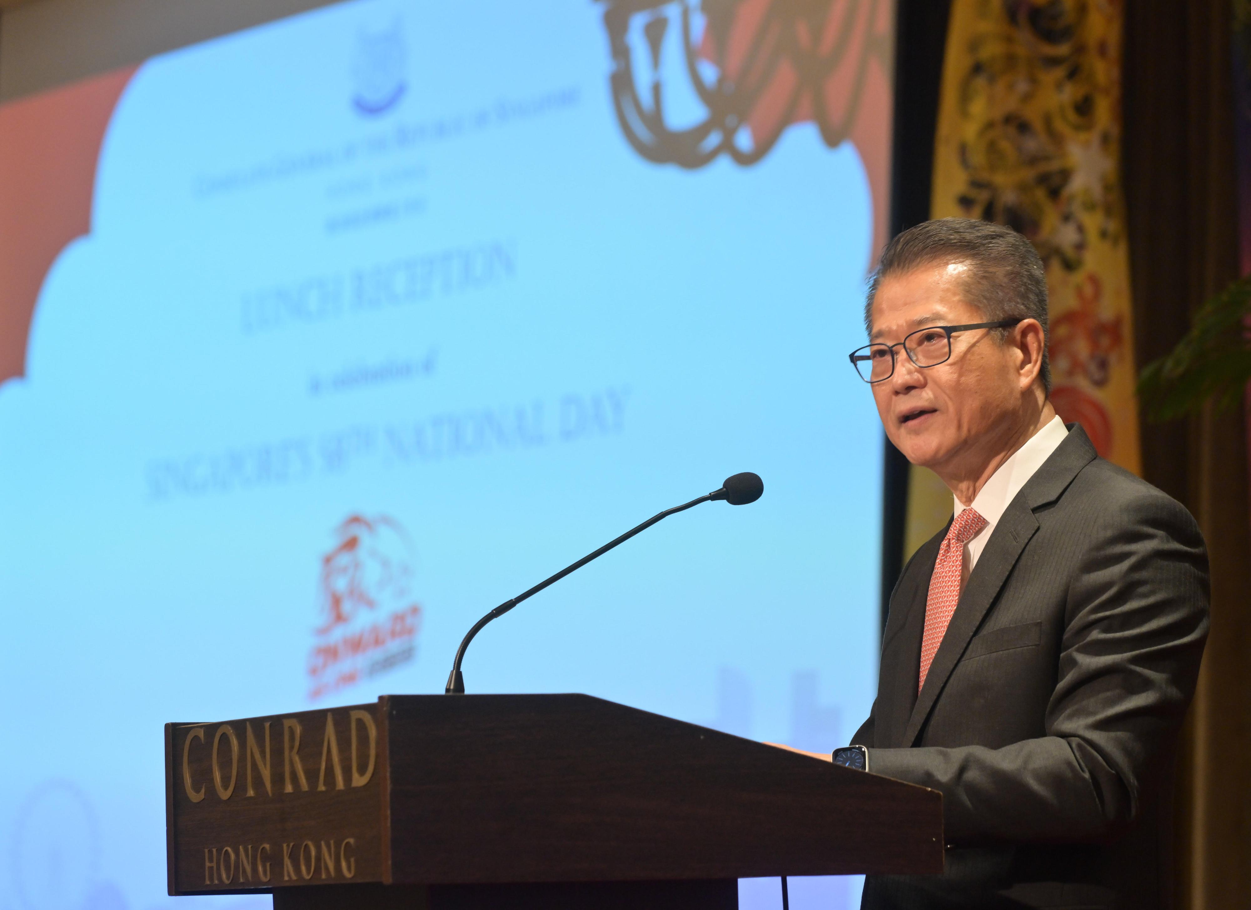 The Financial Secretary, Mr Paul Chan, today (August 4) speaks at the Lunch Reception in celebration of Singapore's 58th National Day.