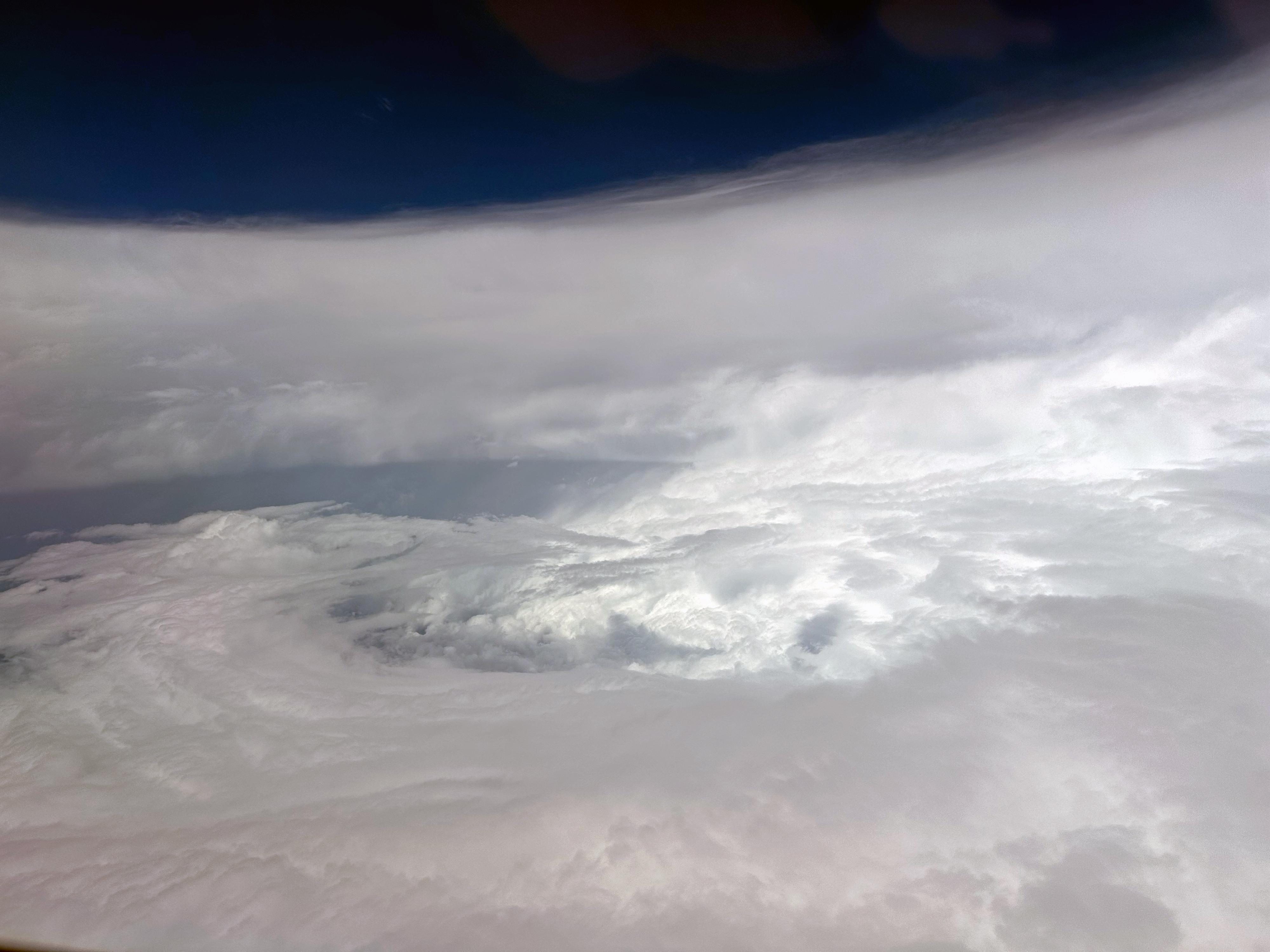 The eyewall of super typhoon Saola was well defined.