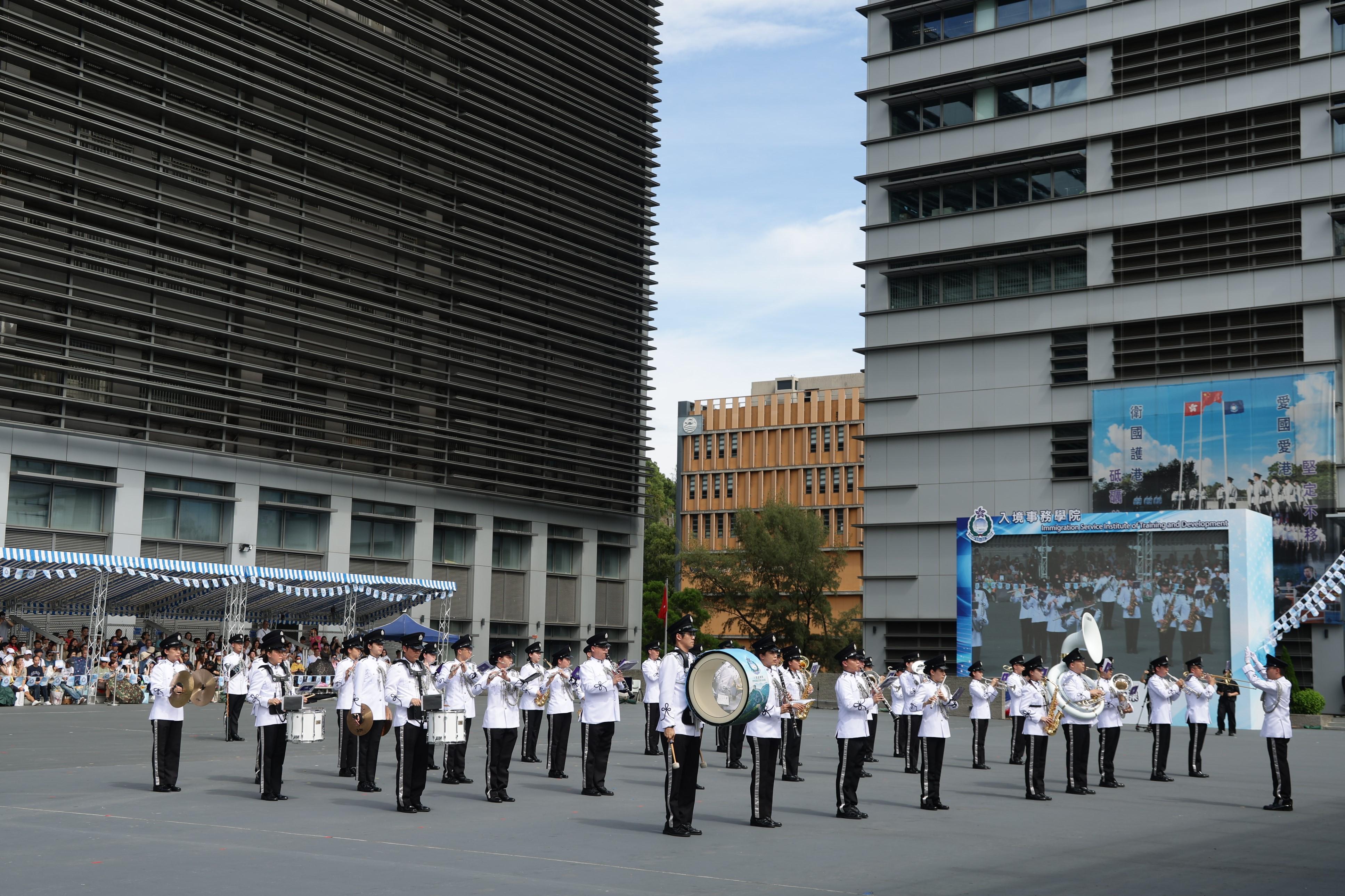 The Immigration Band performs at the Immigration Service Institute of Training and Development Passing-out Parade today (September 13).