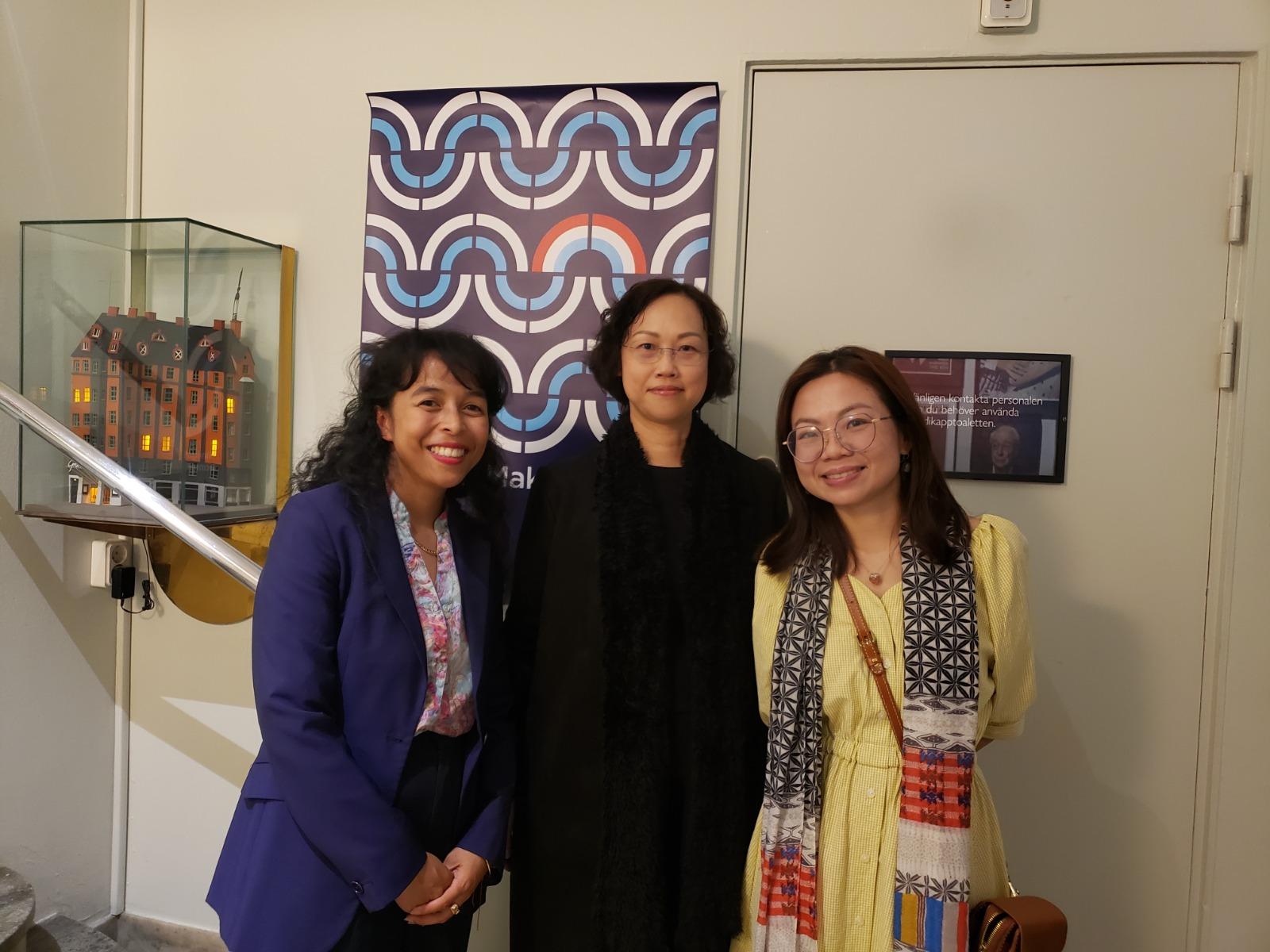 With the support of the Hong Kong Economic and Trade Office, London, the "Making Waves - Navigators of Hong Kong Cinema" programme was held from September 22 to 24 (Stockholm time) in Stockholm, Sweden. Photo shows (from left) the Head of Program of Asiatiska Filmfestivalen, Ms Maria Razakamboly; the Finance and Operations Director of the Hong Kong International Film Festival Society, Ms Jannie Ma; and the director of "A Light Never Goes Out", Anastasia Tsang.
