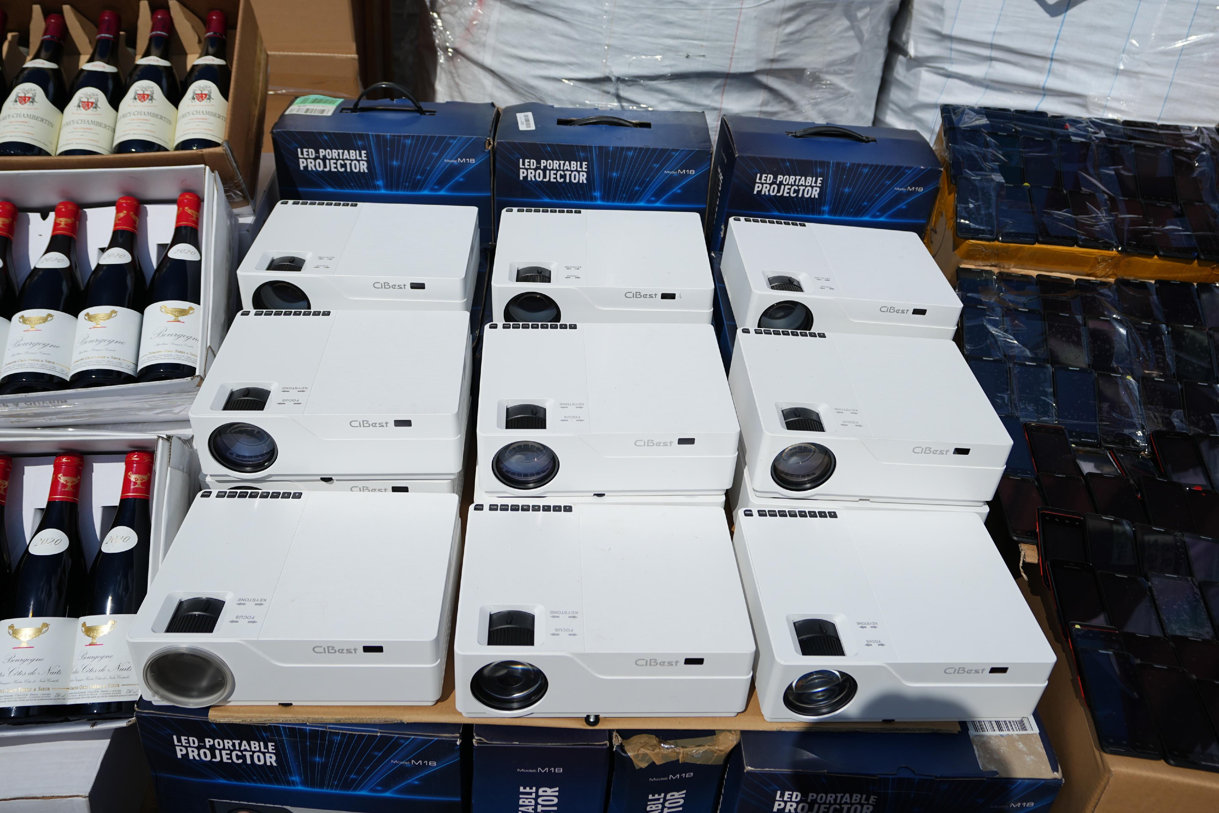 Hong Kong Customs mounted a special operation codenamed "Wave Breaker" from August to September and detected four suspected smuggling cases involving ocean-going vessels and two suspected smuggling cases involving river trade vessels. A large batch of suspected smuggled goods with a total estimated market value of about $100 million was seized. Photo shows some of the electronic products seized.