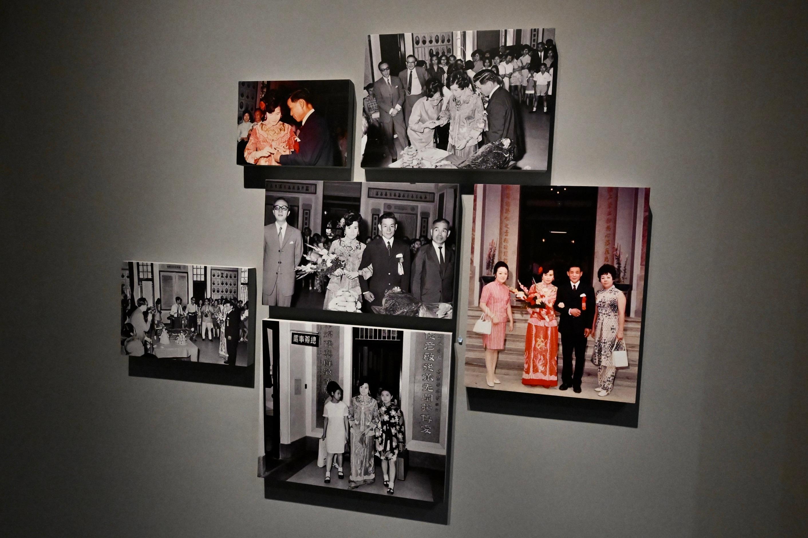The opening ceremony for the exhibition "Po Leung Kuk 145th Anniversary: Building Charity with Benevolence" was held today (October 17) at the Hong Kong Heritage Museum. Photo shows snapshots depicting the last marriage ceremony of the marriage arrangement service by Po Leung Kuk in 1971.
