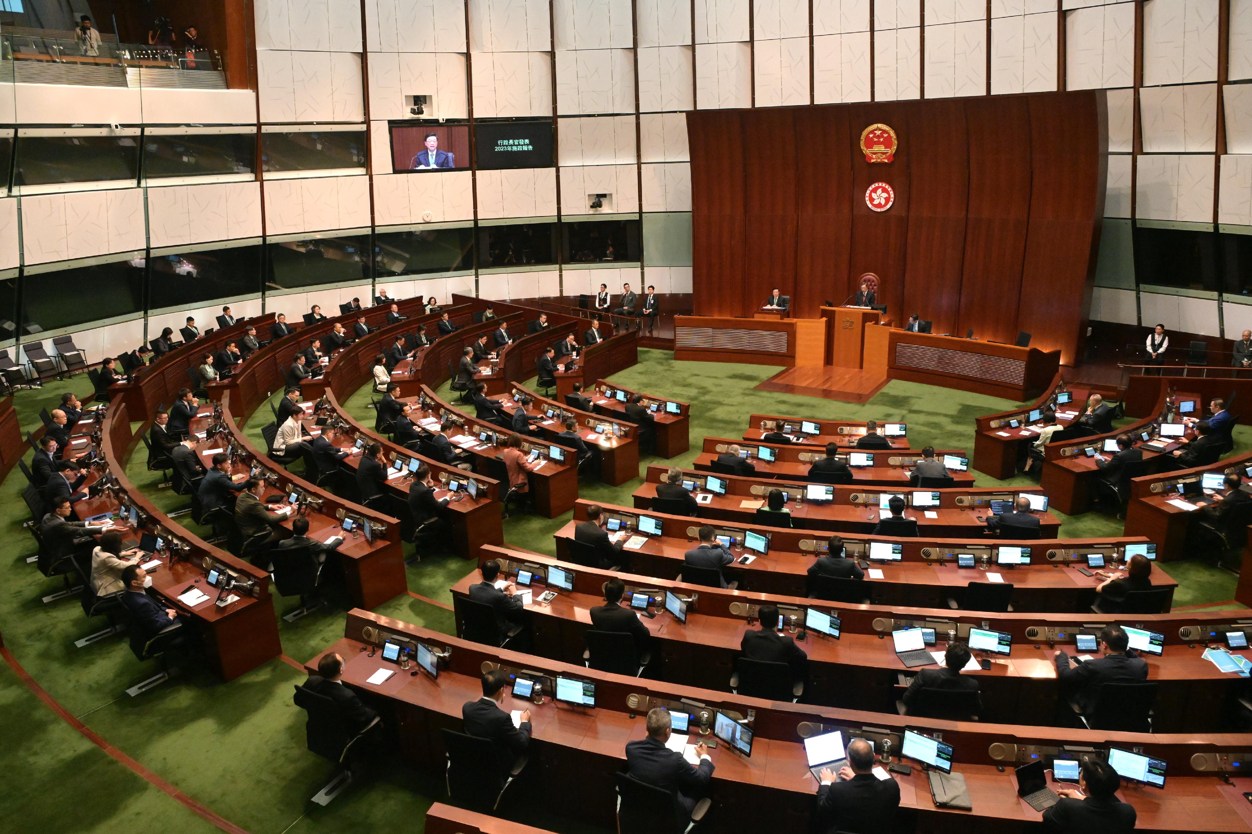 The Chief Executive, Mr John Lee, releases "The Chief Executive's 2023 Policy Address" at the Legislative Council today (October 25).