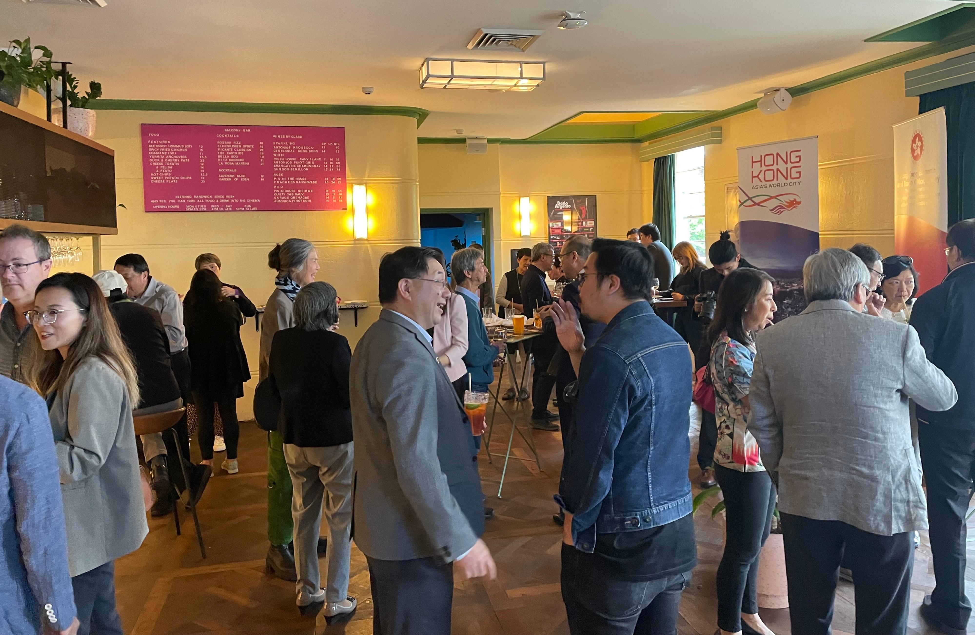 The Hong Kong Economic and Trade Office, Sydney hosted a reception in Sydney yesterday (November 1) at the Golden Koala Chinese Film Festival Hong Kong Screening Week to facilitate exchanges between the film industries in Hong Kong and Australia.
