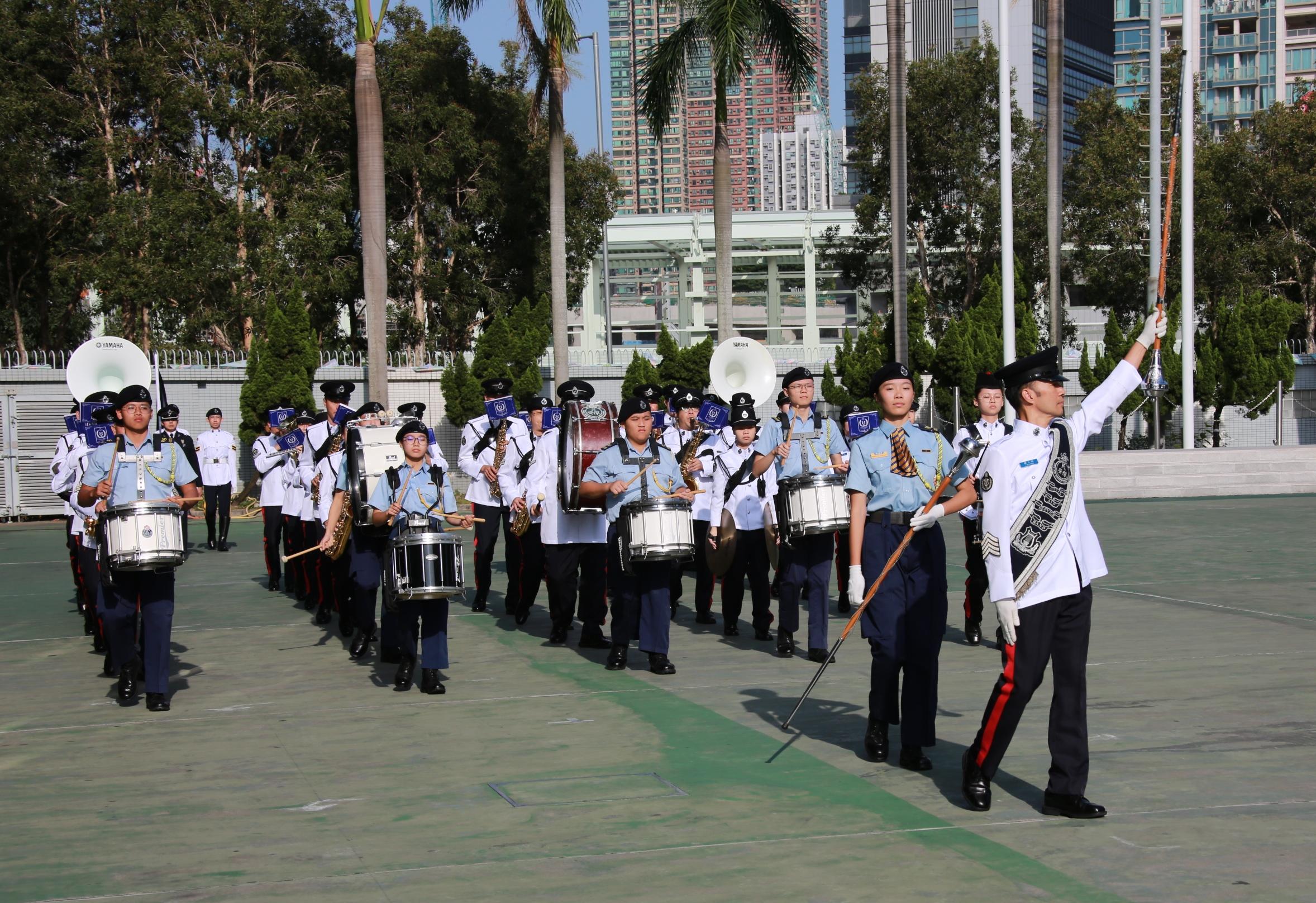 The Civil Aid Service (CAS) Cadet Corps held the 55th Anniversary Parade today (November 19). Photo shows the CAS Band performing after the parade.
