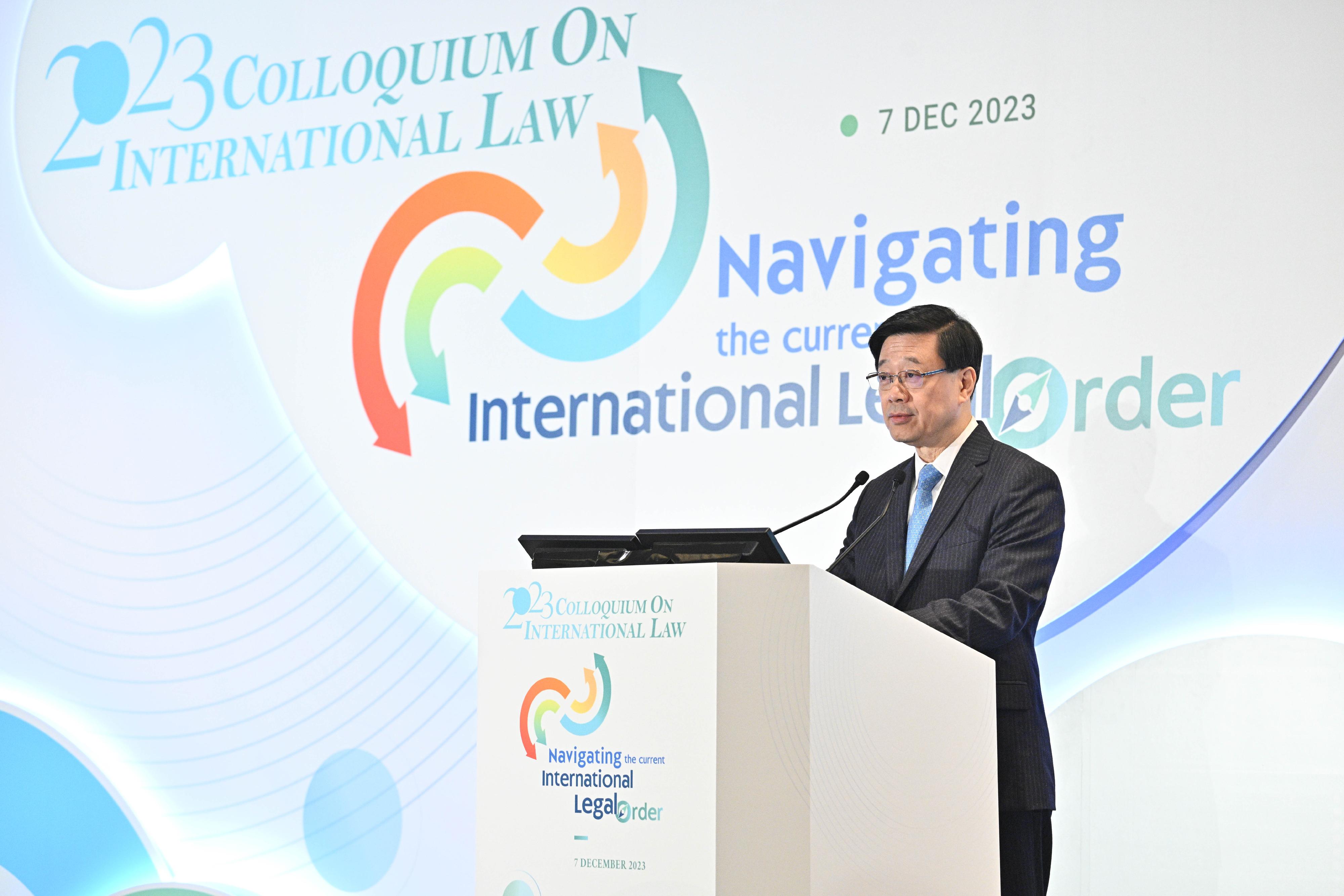 The Chief Executive, Mr John Lee, speaks at the 2023 Colloquium on International Law today (December 7).