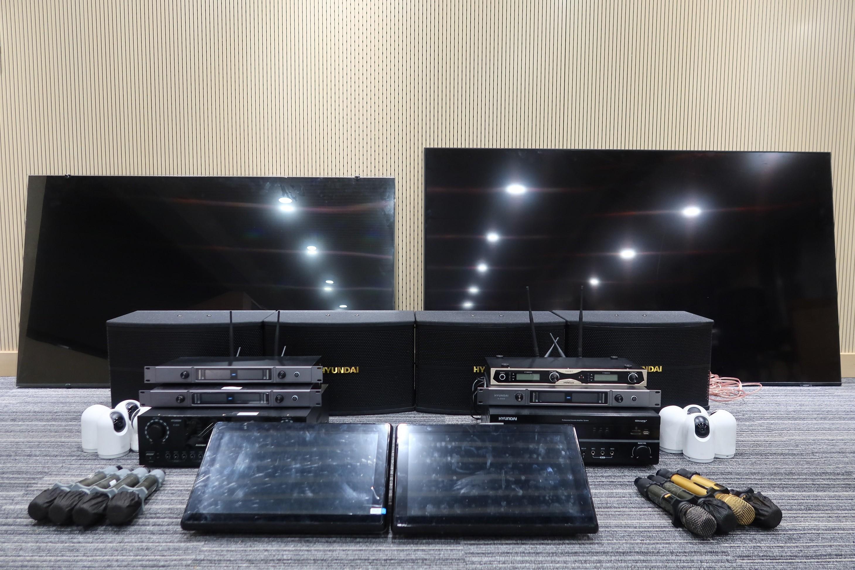 Hong Kong Customs conducted an enforcement operation codenamed "Magpie" in various districts between December 5 and 20 to combat illegal activities involving party room operators providing infringing karaoke songs to customers in the course of business. Photo shows some of the televisions and audio and video equipment seized.
