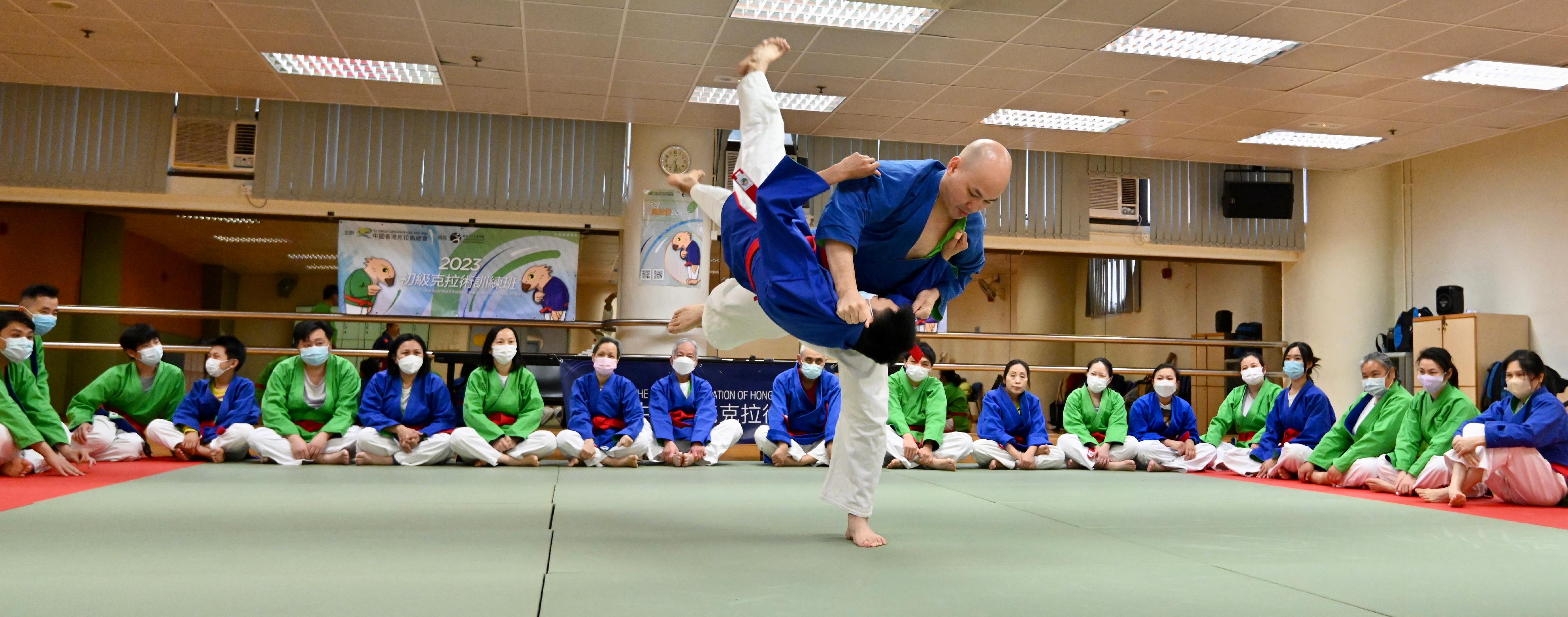 The Leisure and Cultural Services Department announced that applications for the 2024-25 Pilot Scheme on Subvention for New Sports start today (January 15) to promote the development of new sports. Photo shows "Kurash", which is a new sport subvented by the scheme earlier.