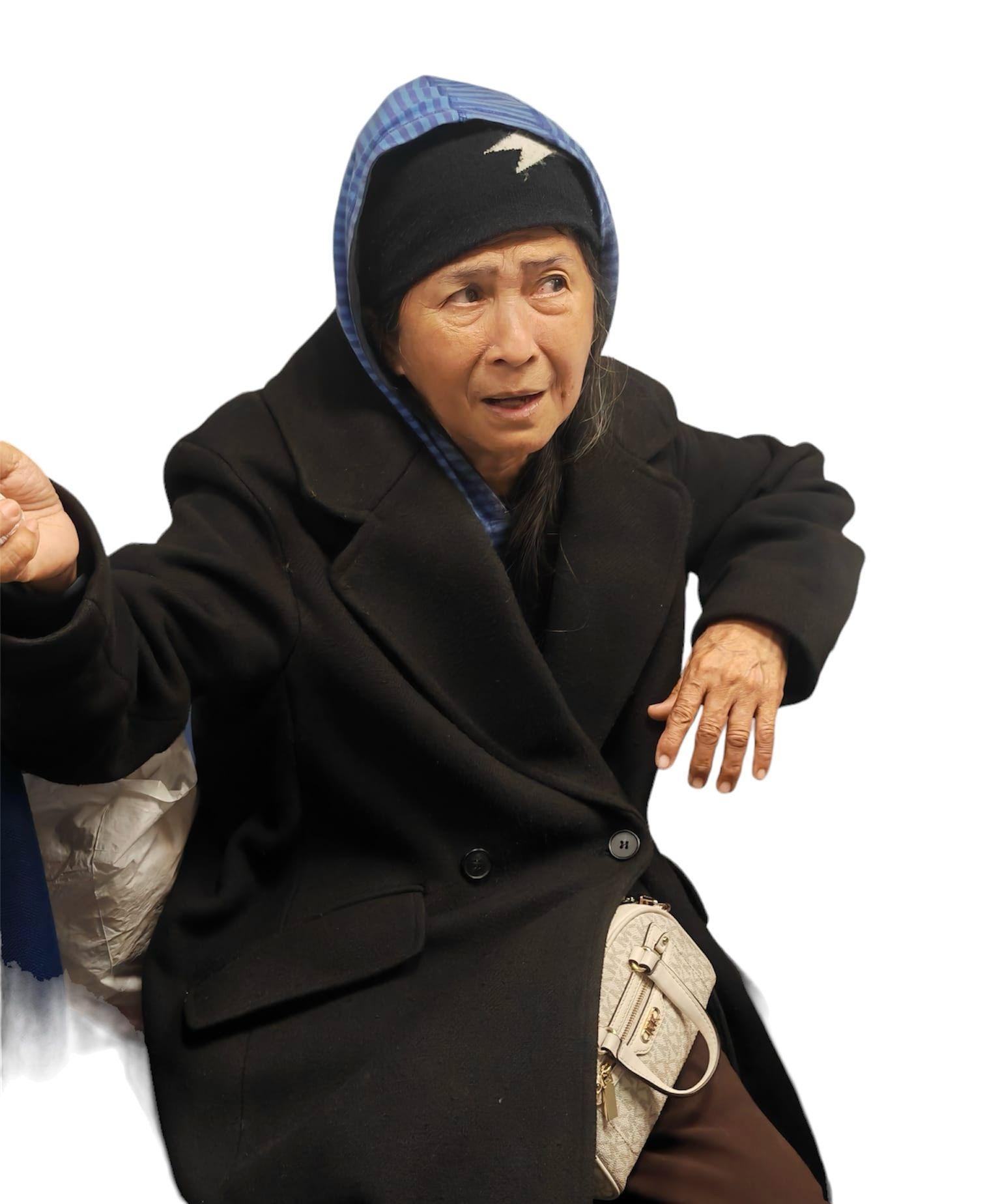 A foreign woman, Yuson Elizabeth Arnoco, aged 61, is about 1.55 metres tall, 54 kilograms in weight and of medium build. She has a pointed face with yellow complexion and black and white long hair. She was last seen wearing a black beanie, a blue hoodie, a black coat, brown pants, black shoes and carrying a white handbag.

