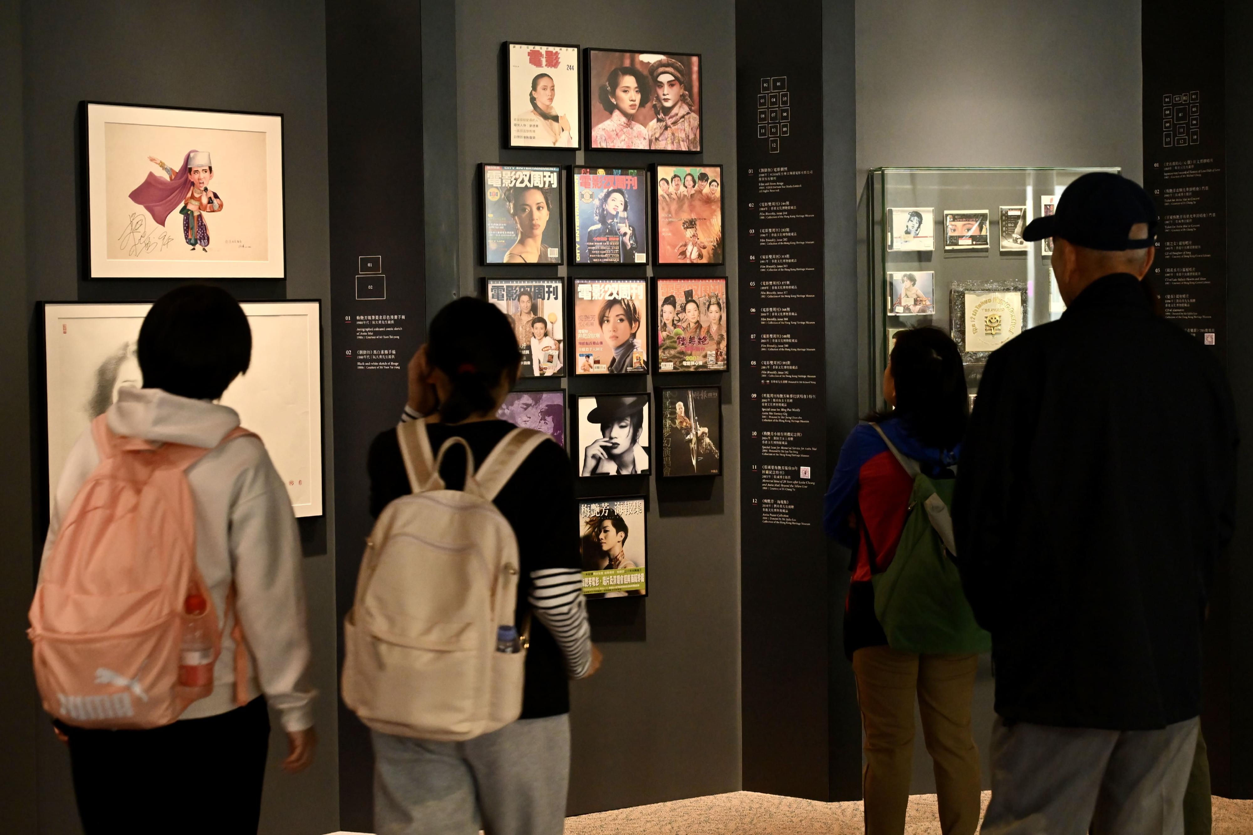 康乐及文化事务署辖下的香港文化博物馆现正举行的「绝代芳华・梅艳芳」展览亦获得市民支持，自去年十二月二十四日开展至昨日（三月六日），已有10万人次前来参观。图示市民参观展览。
