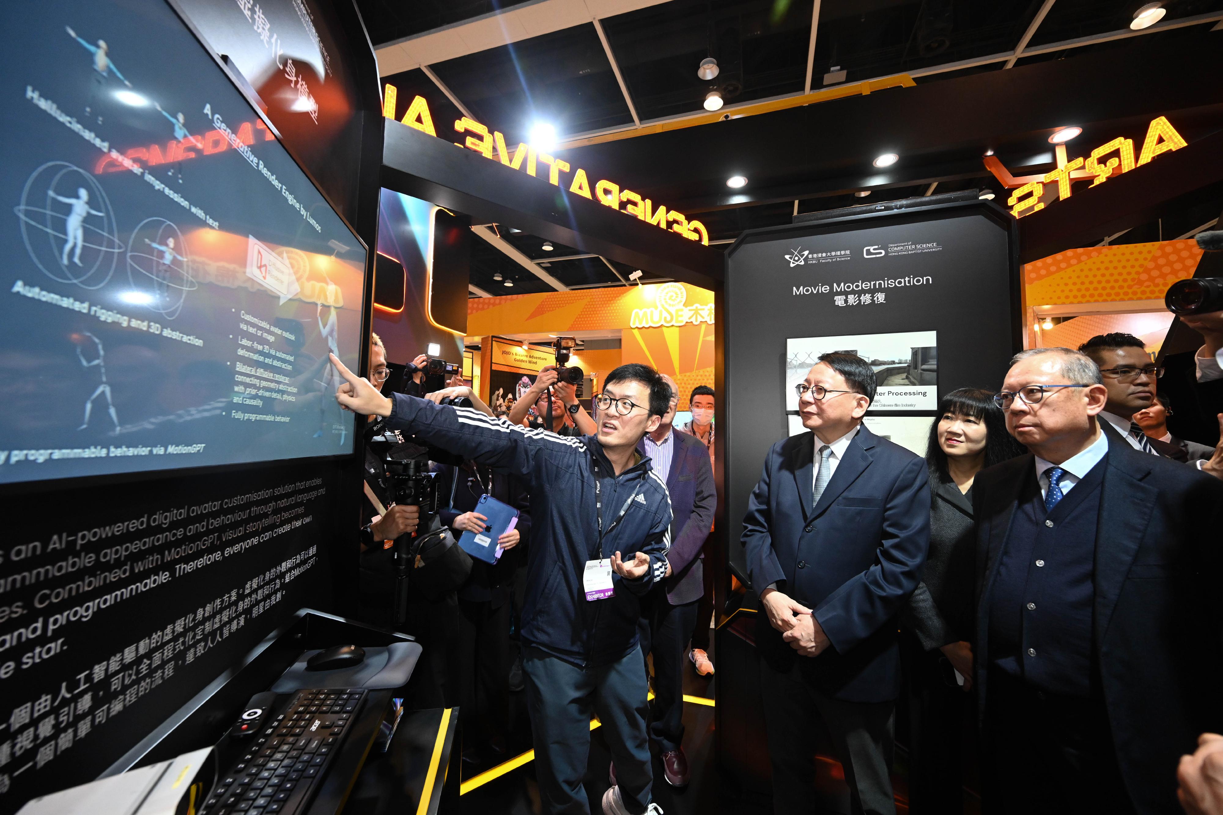 The Chief Secretary for Administration, Mr Chan Kwok-ki, attended the Kick-off Ceremony of Entertainment Expo Hong Kong 2024 today (March 11). Photo shows Mr Chan (second left) touring the exhibition.


