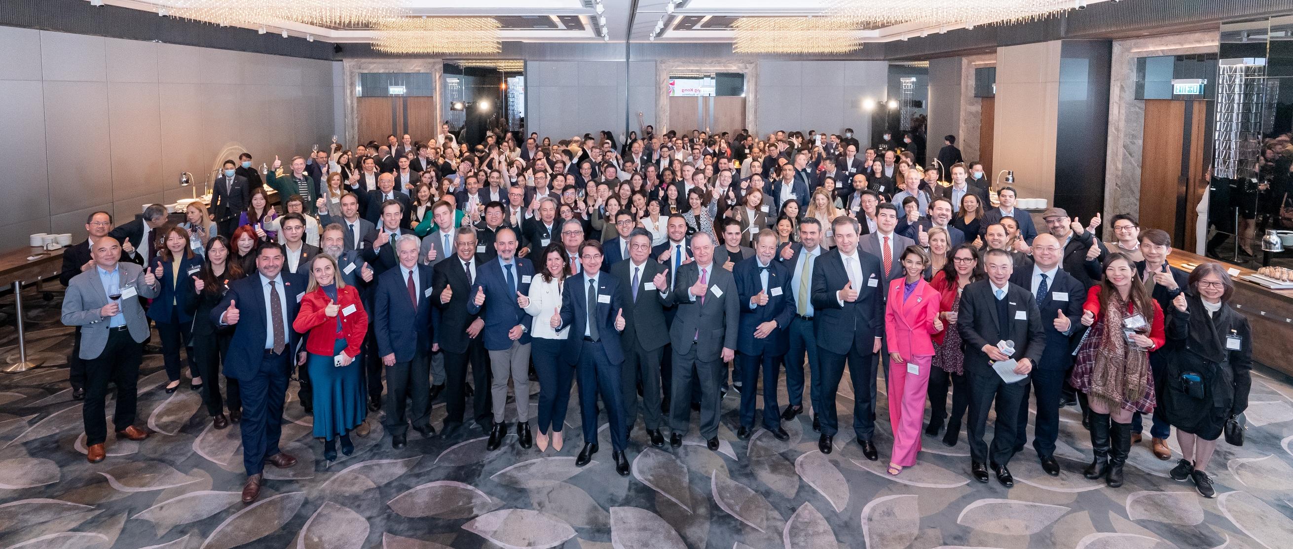 Invest Hong Kong today (March 12) hosted the Ibero-American Community Networking Reception for the Ibero-American business community in recognition of their lasting support of the city. Photo shows the participants at the event.
