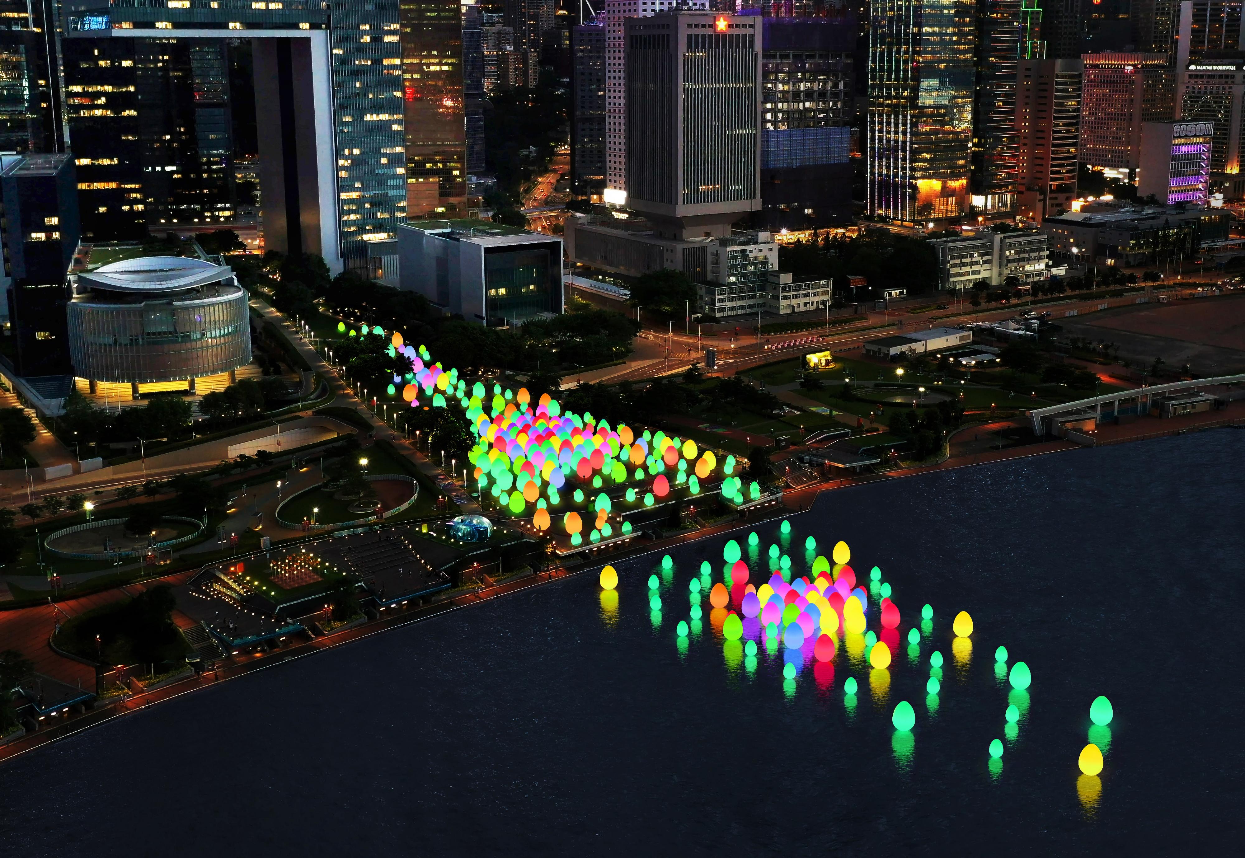 The Leisure and Cultural Services Department will present the large-scale outdoor art project "Art@Harbour 2024" on both sides of Victoria Harbour. The "teamLab: Continuous" exhibition by international art collective teamLab will be launched from March 25 to June 2 at Tamar Park and the Central and Western District Promenade (Central Section). Picture shows an artist's impression of the exhibition.