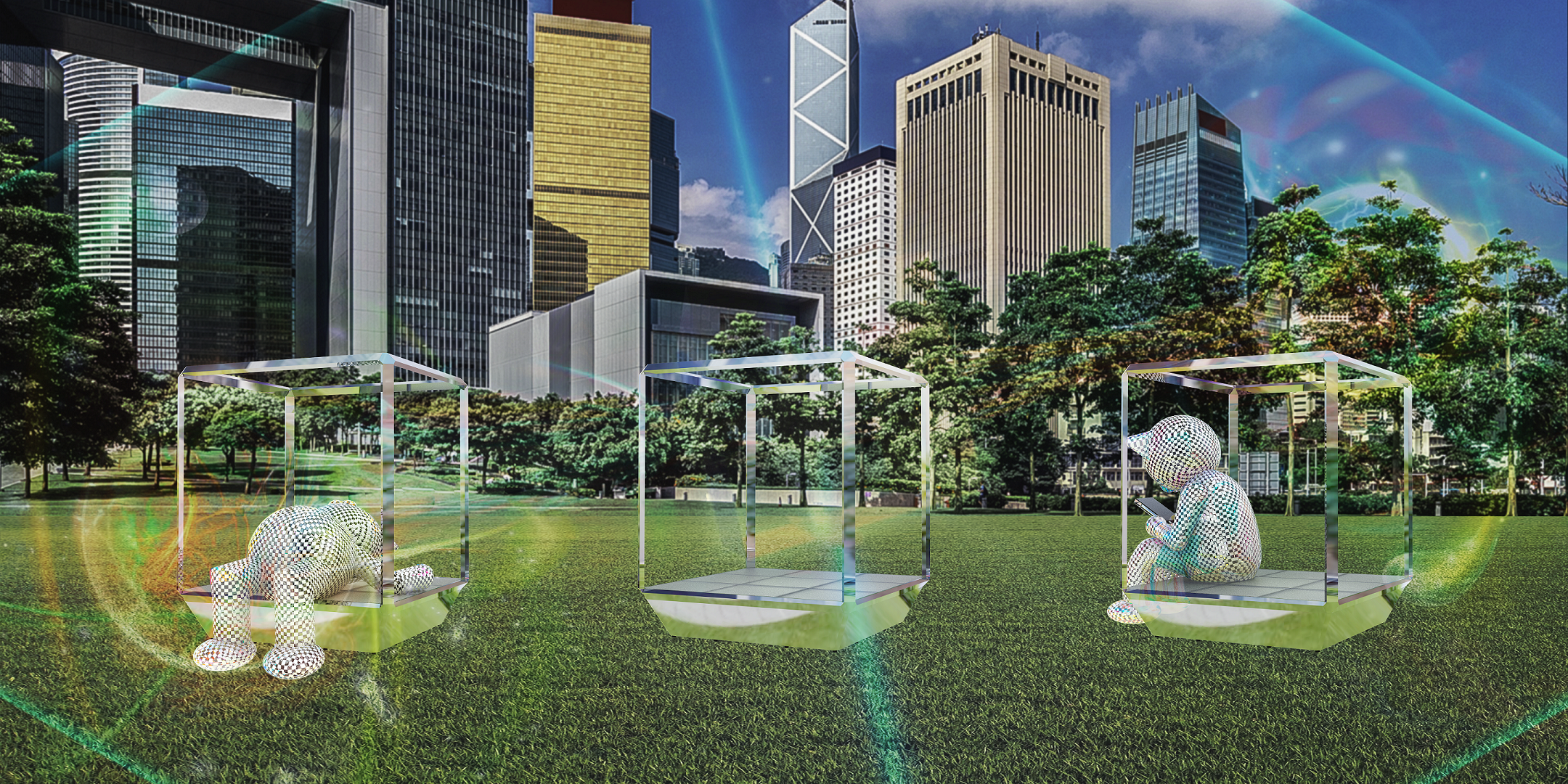 The Leisure and Cultural Services Department will present the large-scale outdoor art project "Art@Harbour 2024" on both sides of Victoria Harbour. "Schrödinger's Bed" by local artist Dylan Kwok will be launched from March 25 to June 2 at the Central and Western District Promenade (Central Section). Picture shows an artist's impression of the exhibition.