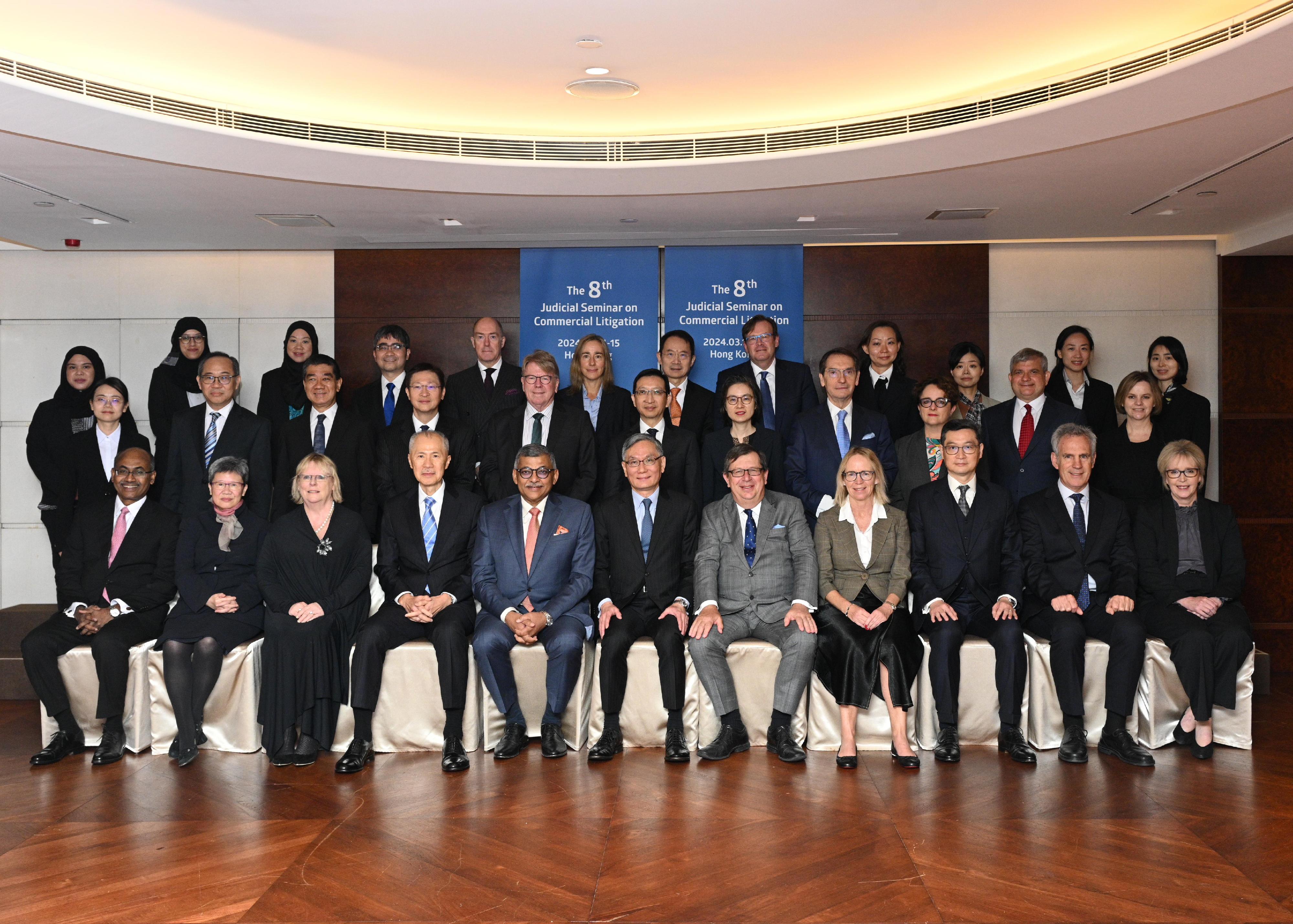 Chief Justice Andrew Cheung Kui-nung, Chief Justice of the Court of Final Appeal of the Hong Kong Special Administrative Region, attended the eighth Judicial Seminar on Commercial Litigation today (March 14). Photo shows Chief Justice Cheung (front row, centre) with senior judges from 10 jurisdictions throughout Asia and the Pacific region at the seminar.