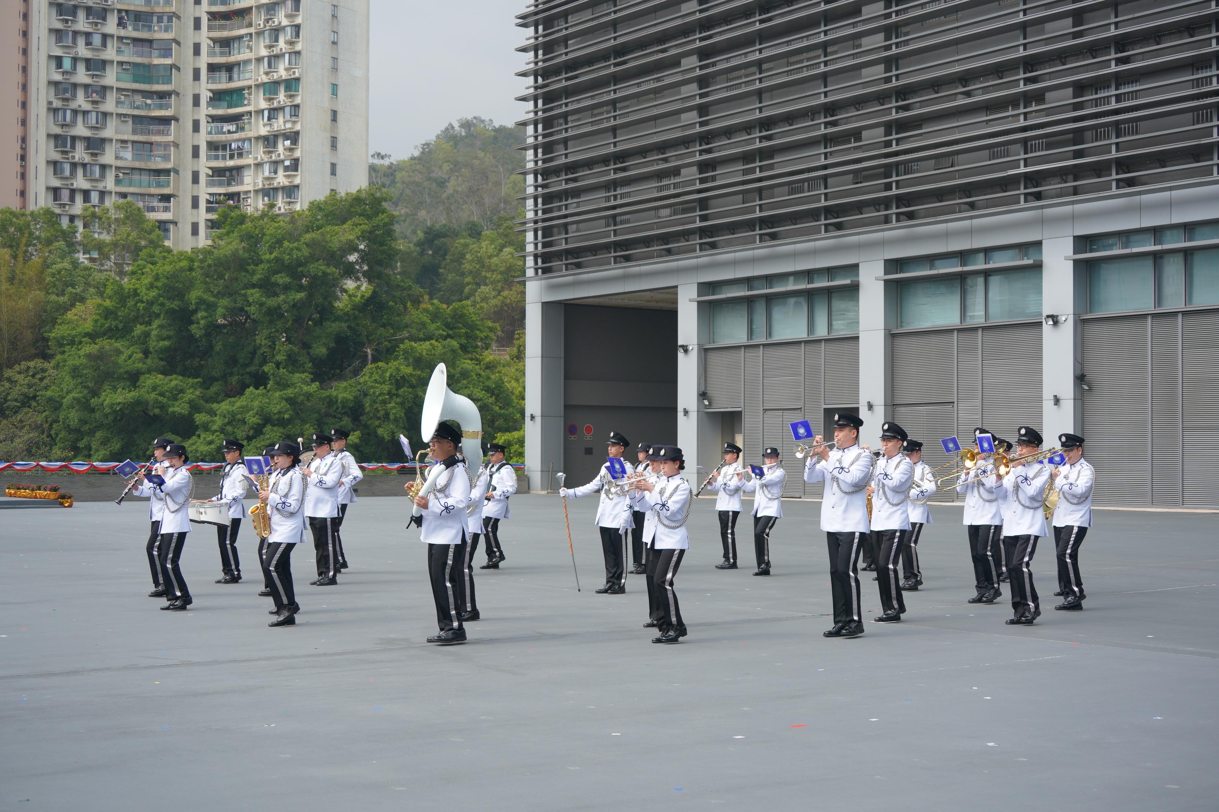 The Immigration Band performs at the Immigration Service Institute of Training and Development Passing-out Parade today (March 15).