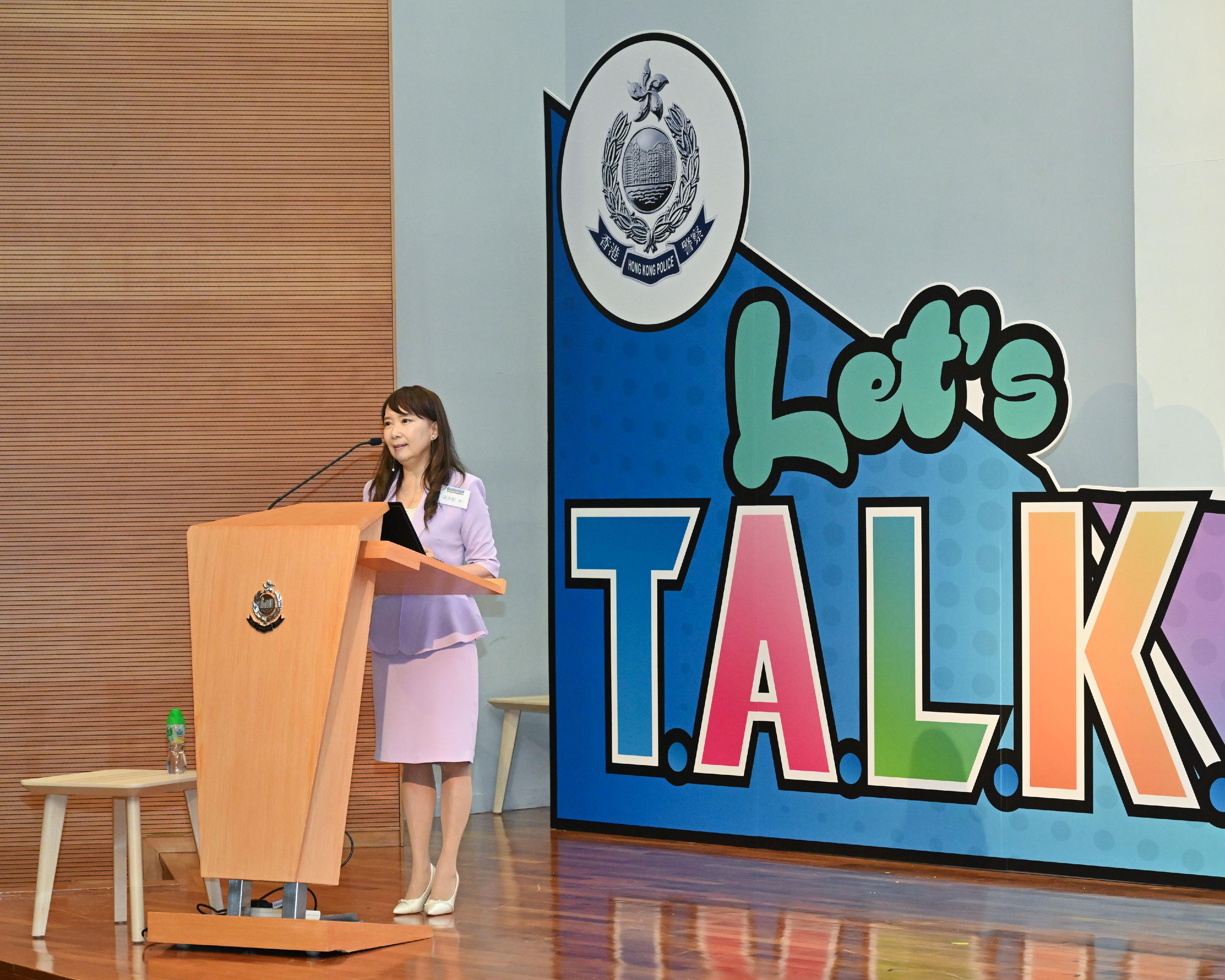 The Hong Kong Police Force (HKPF) held a multi-disciplinary seminar on Child Sexual Abuse in the Cyber World today (March 21). Photo shows parenting expert, Dr Agnes Chan, attending the sharing session of the seminar.