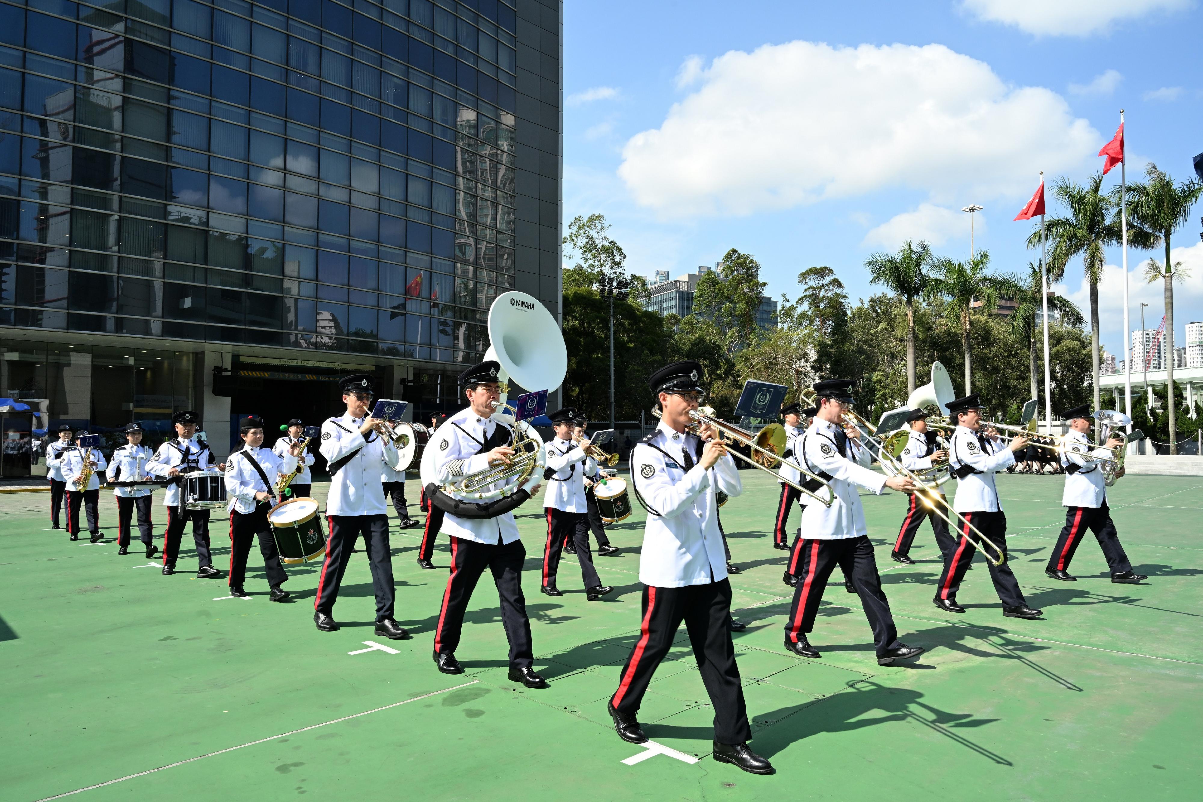 The Civil Aid Service (CAS) held the 87th Recruits Passing-out Parade at its headquarters today (March 24). Photo shows the CAS Band performing.