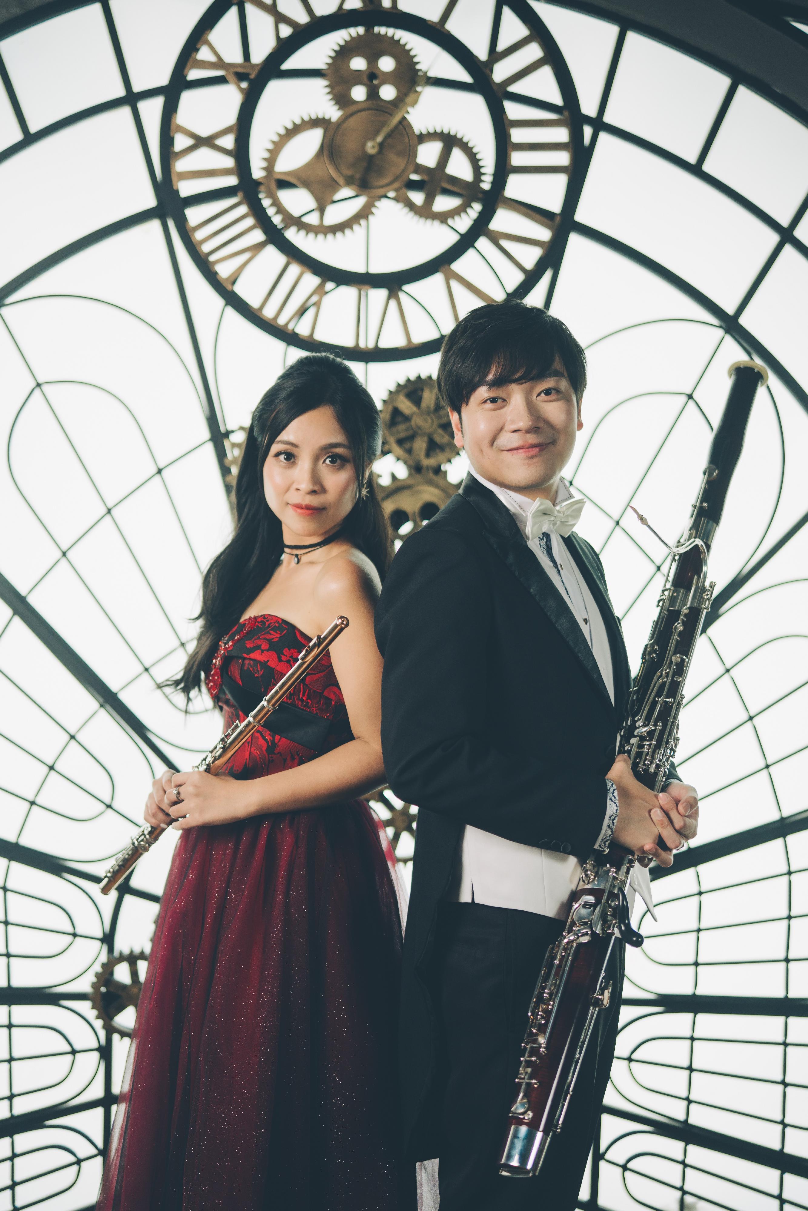 The Leisure and Cultural Services Department will launch its new "Hong Kong Artists" Series from May to November. Photo shows flautist Alice Hui (left) and bassoonist Tommy Liu (right).