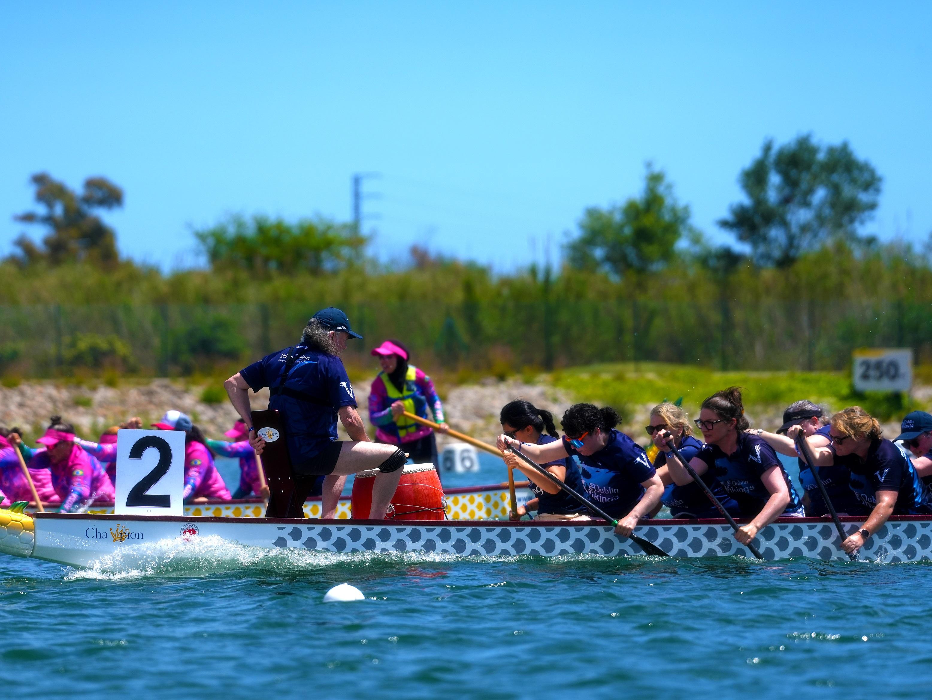 The Hong Kong Economic and Trade Office in Brussels supported the 5th Barcelona International Dragon Boat Fest (Festival) held on May 18 and 19 (Barcelona Time) in Castelldefels, Barcelona in Spain. Photo shows the racing team at the Festival. 