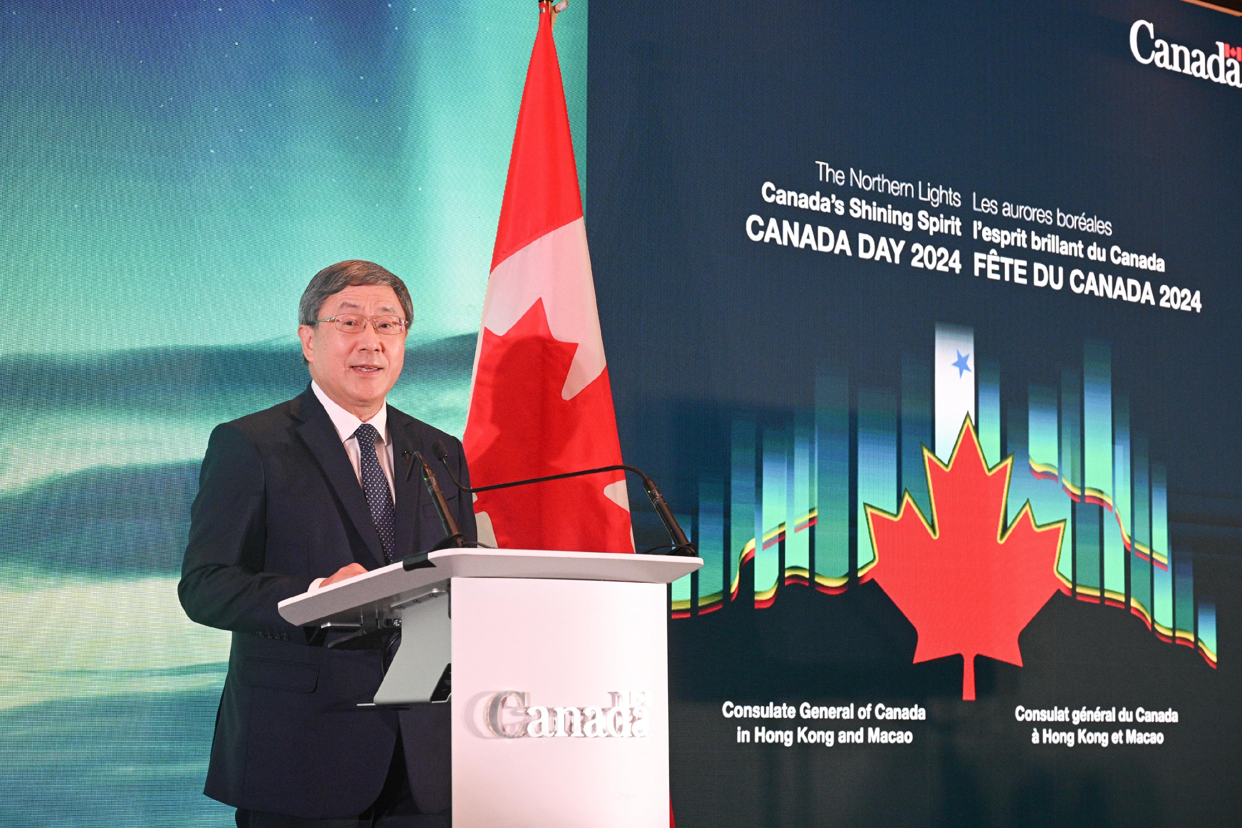 The Deputy Chief Secretary for Administration, Mr Cheuk Wing-hing, speaks at the Canada Day Reception today (May 24).