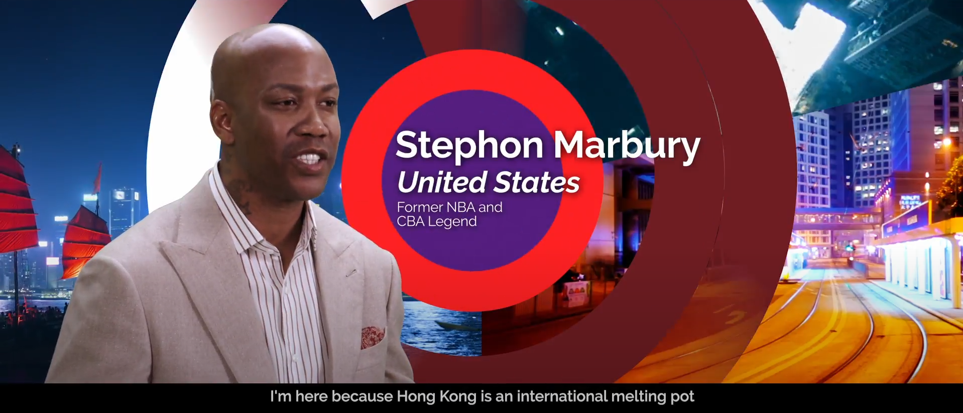 The Hong Kong Special Administrative Region Government today (June 5) launched a new set of TV Announcements in the Public Interest (APIs) to appeal to talent across professions on the Mainland and overseas to settle in the city. Photo shows former National Basketball Association (NBA) of the United States and Chinese Basketball Association (CBA) player Stephon Marbury saying that Hong Kong is an international cultural melting pot, in the first episode of the APIs launched today.