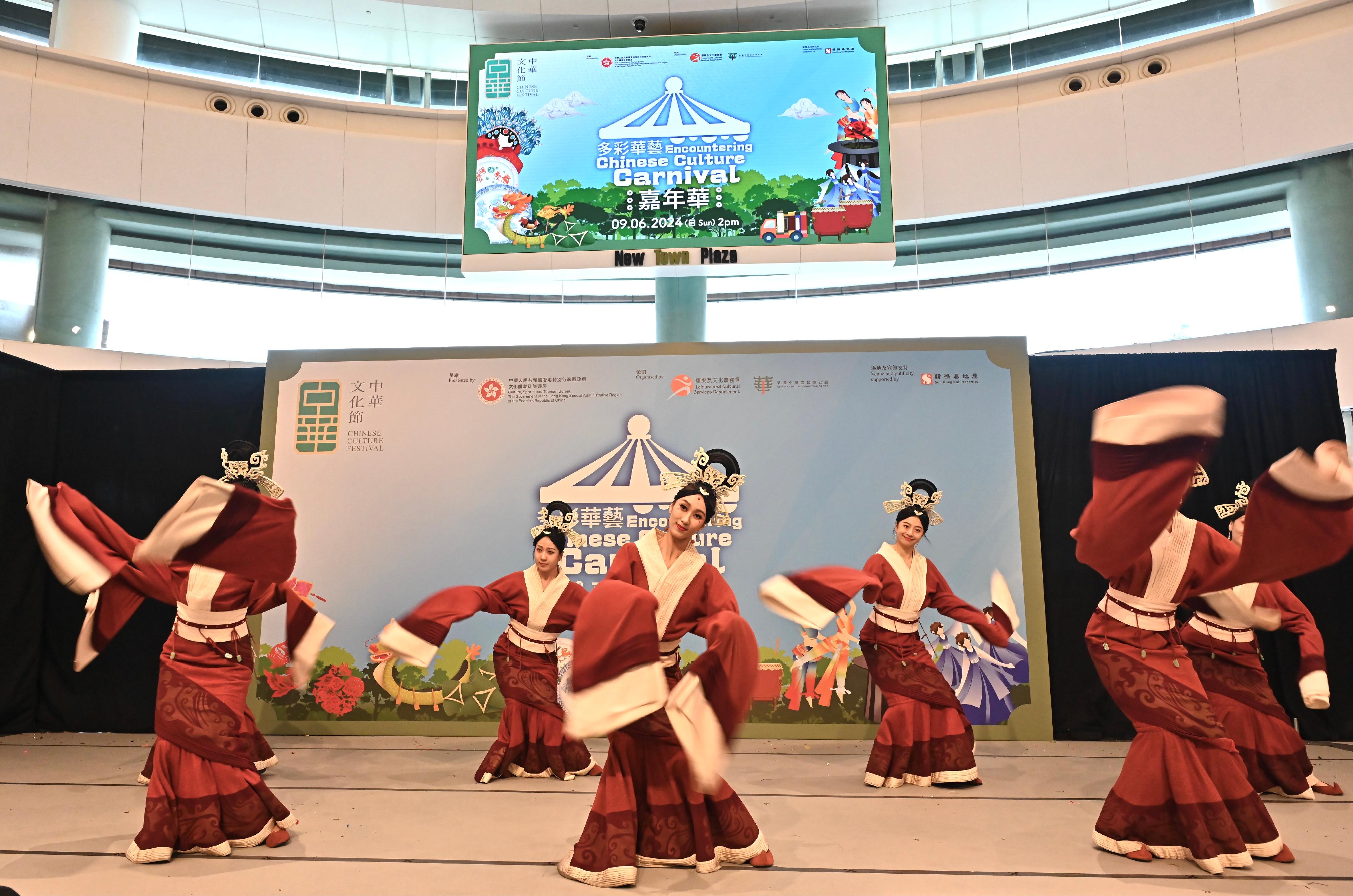 首届「中华文化节」今日（六月九日）下午在沙田举办《多彩华艺》嘉年华。图示现场舞台表演。