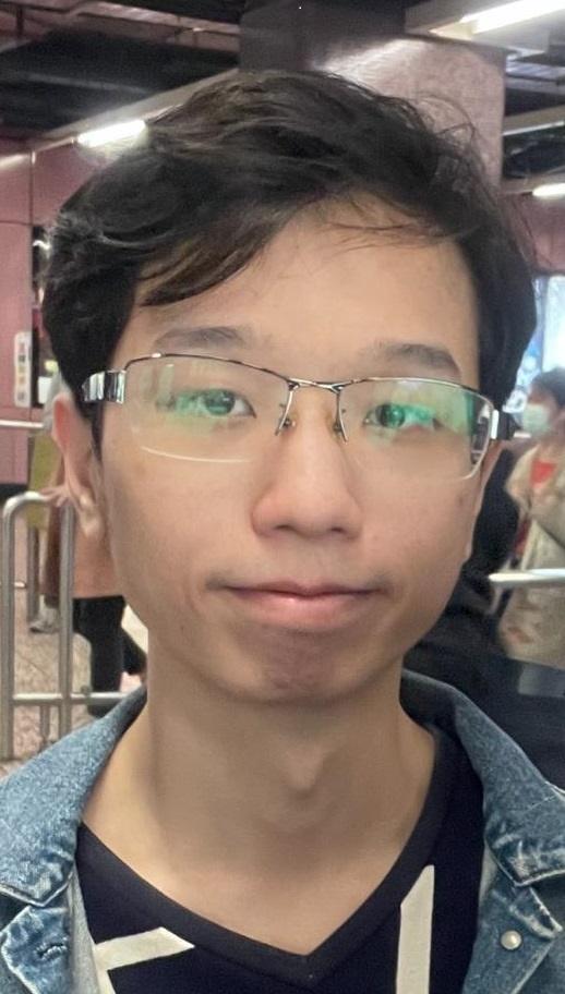 Cheung Man-kit Noctis, aged 24, is about 1.6 metres tall and of thin build. He has a pointed face with yellow complexion and short black hair. He was last seen wearing a black short-sleeved T-shirt and black shorts.