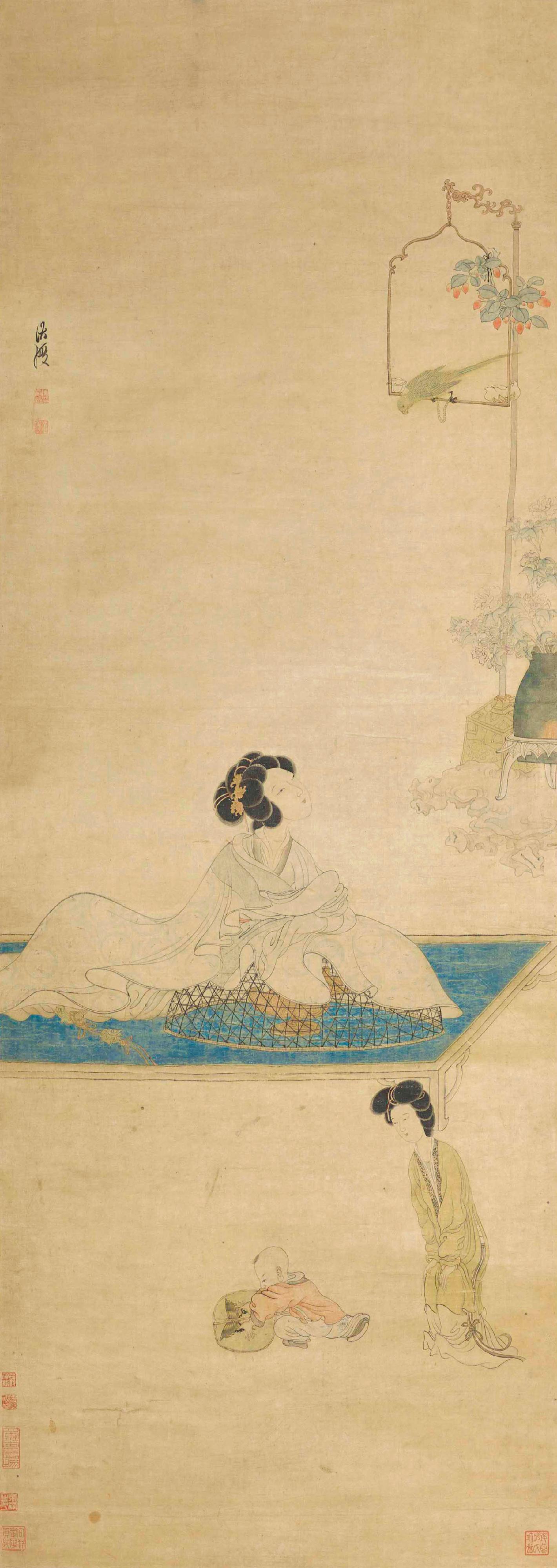 The opening ceremony of the "The Hong Kong Jockey Club Series: Fragrance of Time - In Search of Chinese Art of Scent" exhibition was held today (June 27) at the Hong Kong Museum of Art. Photo shows "Lady reclining on a cage over a censer" by Chen Hongshou from the Ming dynasty, a Grade-1 national treasure from the Shanghai Museum collection.
