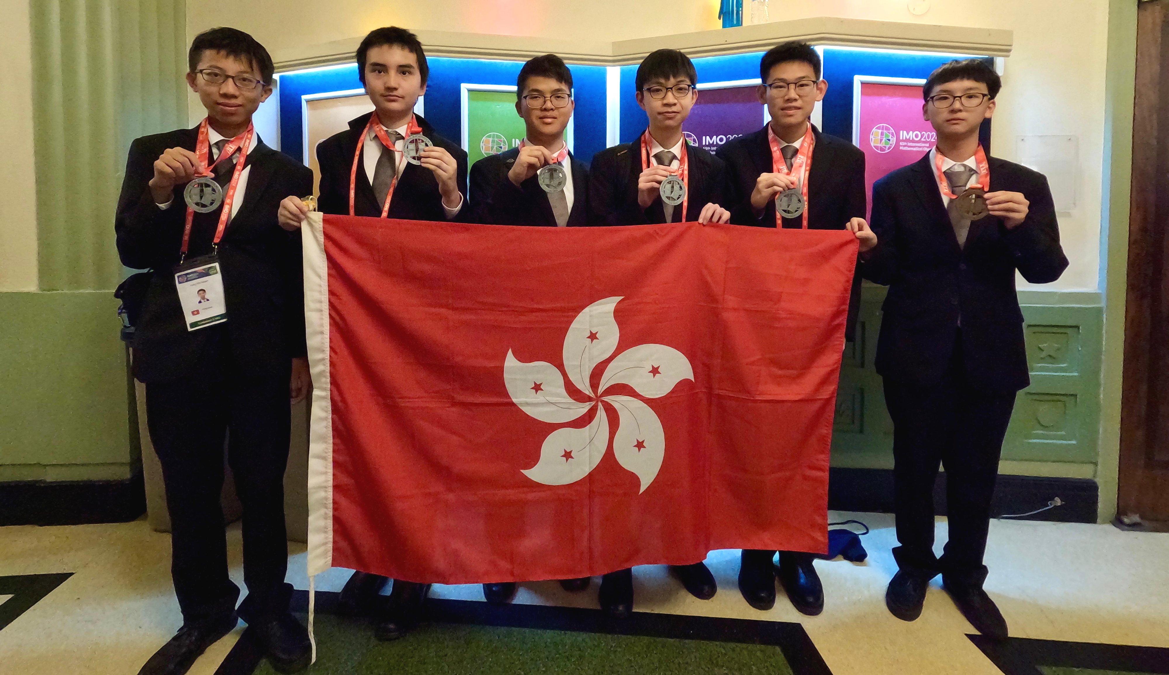 Six students representing Hong Kong achieved excellent results in the 65th International Mathematical Olympiad which was held in the United Kingdom from July 11 to 22. They are (from left) Kwan Yung-ho, Chase Sebastian, Lai Wai-lok, Ng Hok-lai , Jerry Xu and Liu Lincoln.