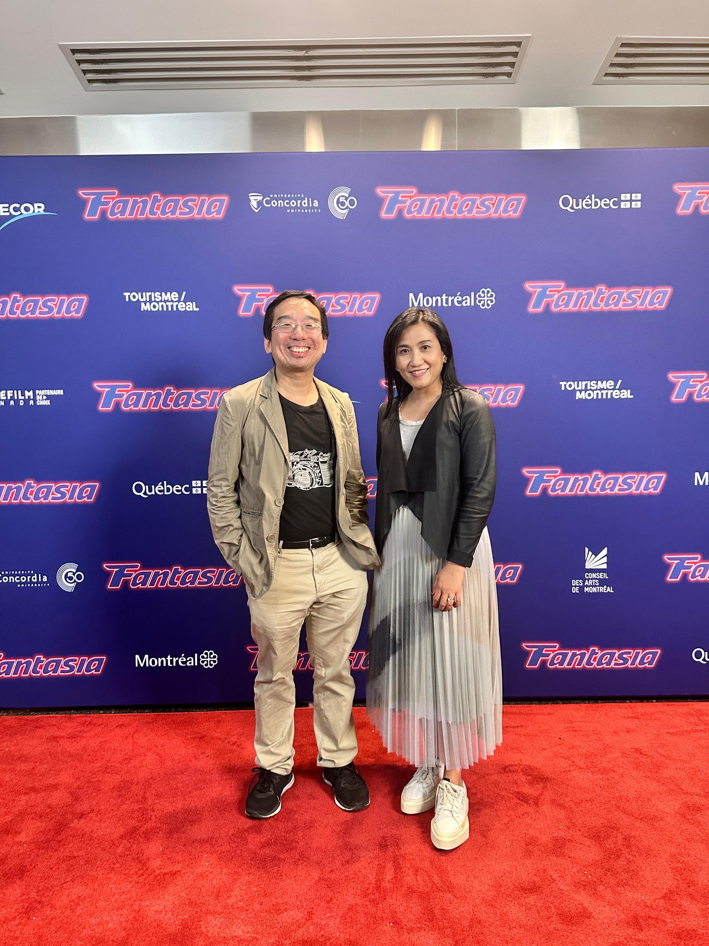 The Hong Kong Economic and Trade Office (Toronto) (Toronto ETO) is supporting the screening of six Hong Kong films at the 2024 Fantasia International Film Festival (FIFF) in Montreal, Canada. Photo shows the Director of the Toronto ETO, Ms Emily Mo (right), and Co-director of Asian Programming of FIFF Mr King-wei Chu at Concordia Hall Theatre in Montreal, Canada, on August 1 (Montreal time).