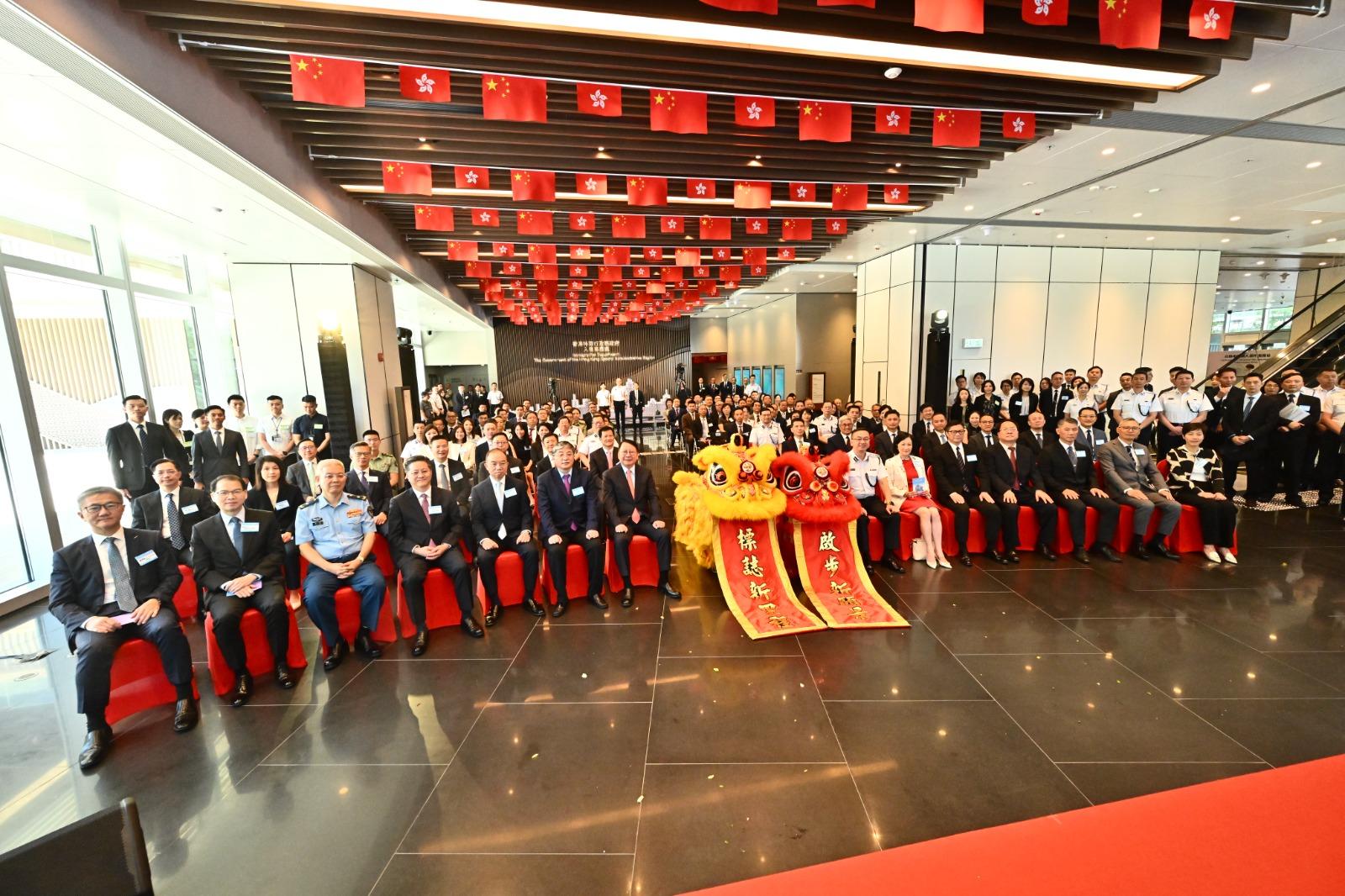 The Immigration Headquarters Opening Ceremony was held today (August 3). Photo shows all guests at the Ceremony.