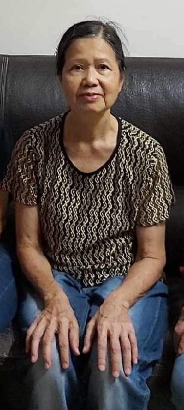 Dam Le-mai, aged 71, is about 1.65 metres tall, 55 kilograms in weight and of normal build. She has a round face with yellow complexion and long black hair. She was last seen carrying a dark floral shoulder bag.
