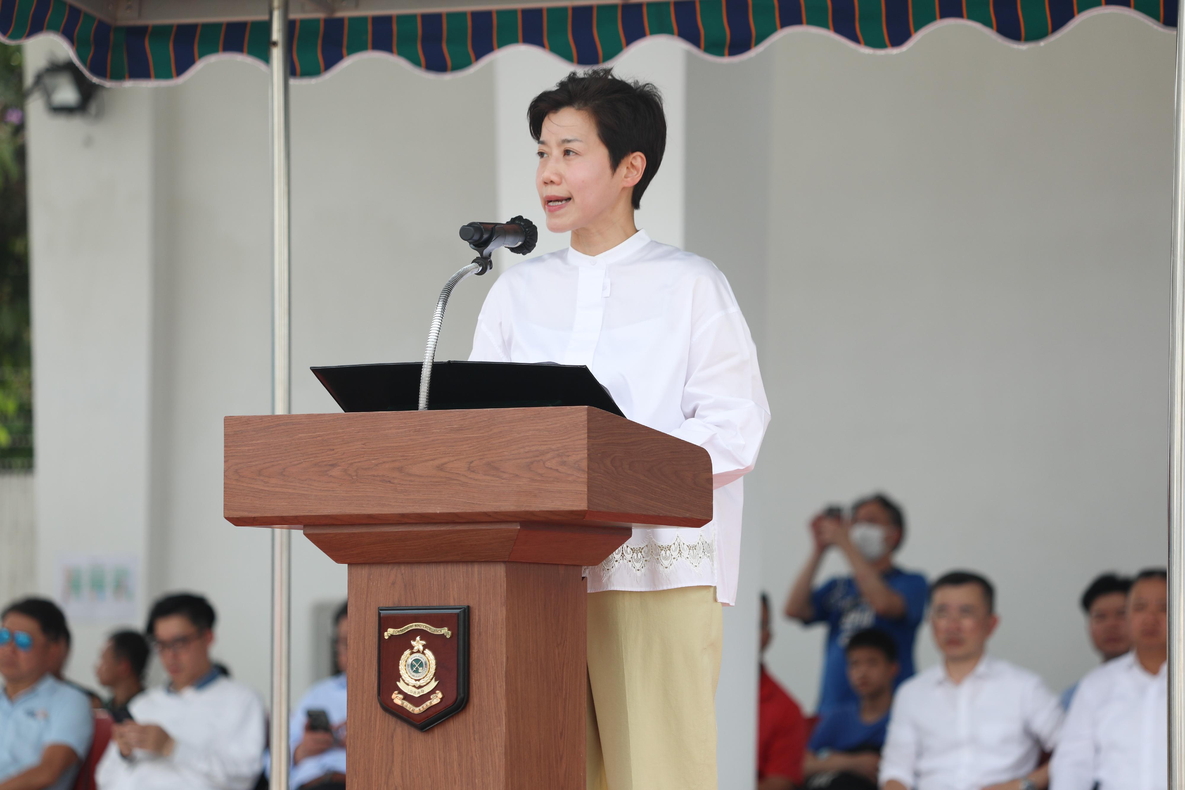 海關關長何珮珊今日（八月十日）於「一百青年看祖國」──粵港澳青年伙伴同行交流團啟動典禮上致歡迎辭。