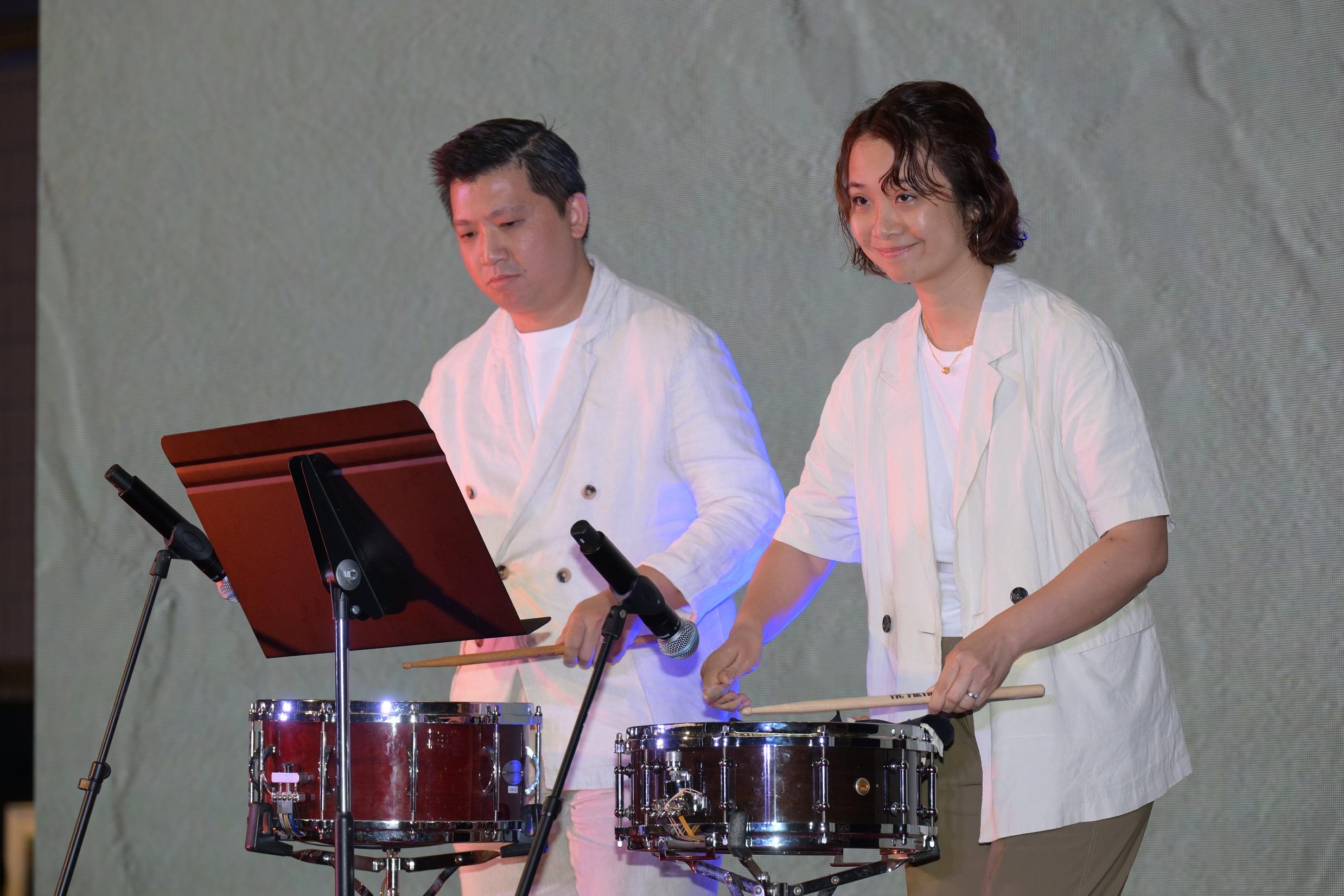 The second edition of the Asia+ Festival will be held from September to November, highlighting the arts and culture of nearly 30 countries from Asia, the Middle East and Belt and Road regions. A programme parade was held today (August 20) at the Hong Kong Cultural Centre. Photo shows an excerpt from multimedia percussion show "After the Rain".
