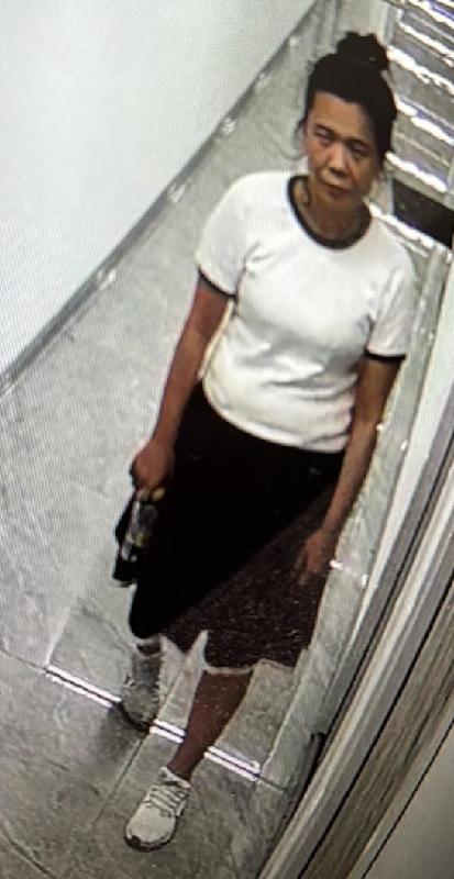 Cheng Liqiong, aged 44, is about 1.55 metres tall and of medium build. She has a pointed face with yellow complexion and long black hair. She was last seen wearing a white T-shirt, a black skirt and white shoes.
