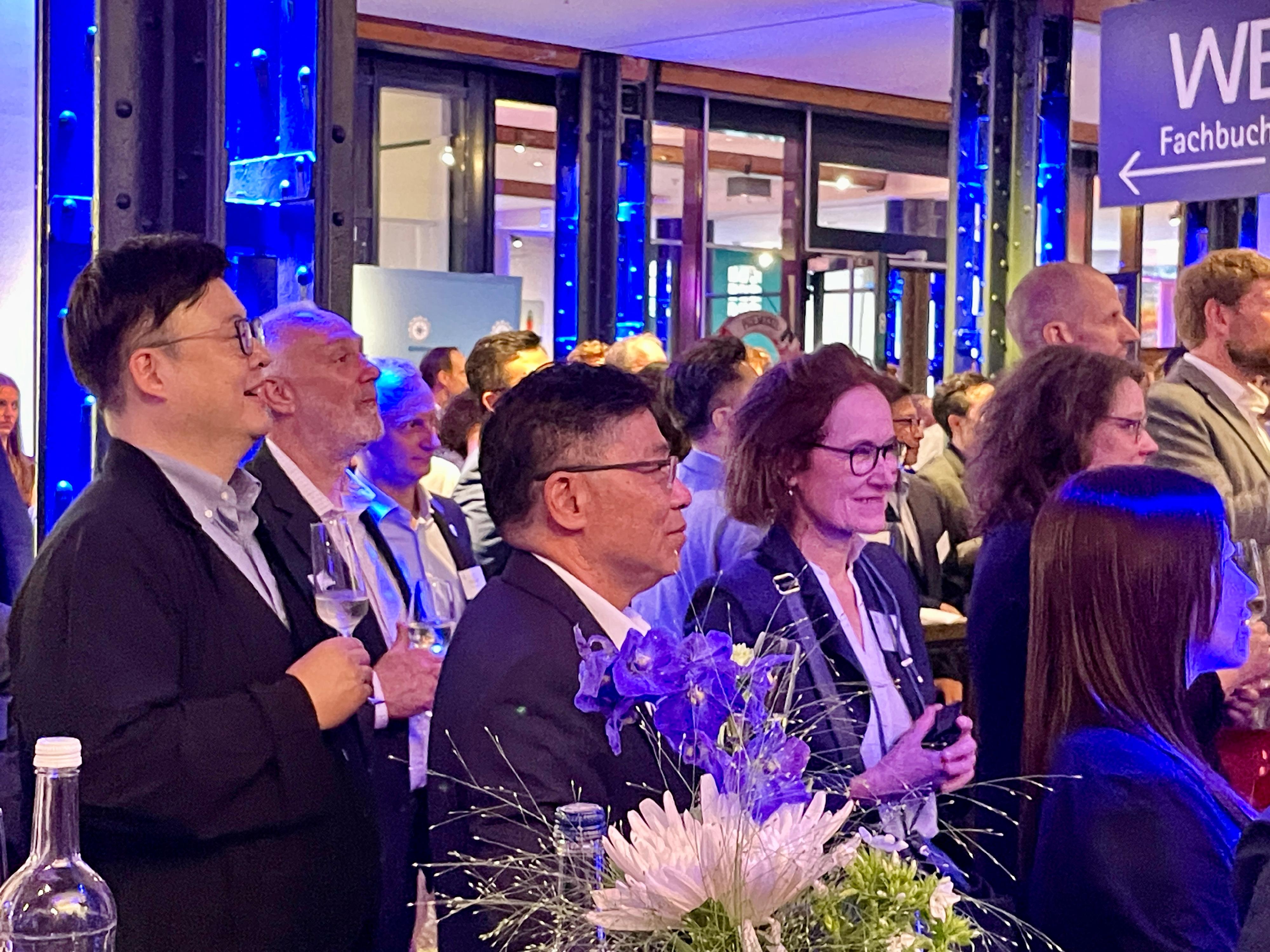 The Secretary for Transport and Logistics, Mr Lam Sai-hung, who is also the Chairman of the Hong Kong Maritime and Port Board (HKMPB), led a delegation of HKMPB members to Hamburg, Germany. Photo shows Mr Lam (third left) at the reception of the Shipbuilding, Machinery and Marine Technology (SMM) trade fair 2024 on September 2 (Hamburg time).

