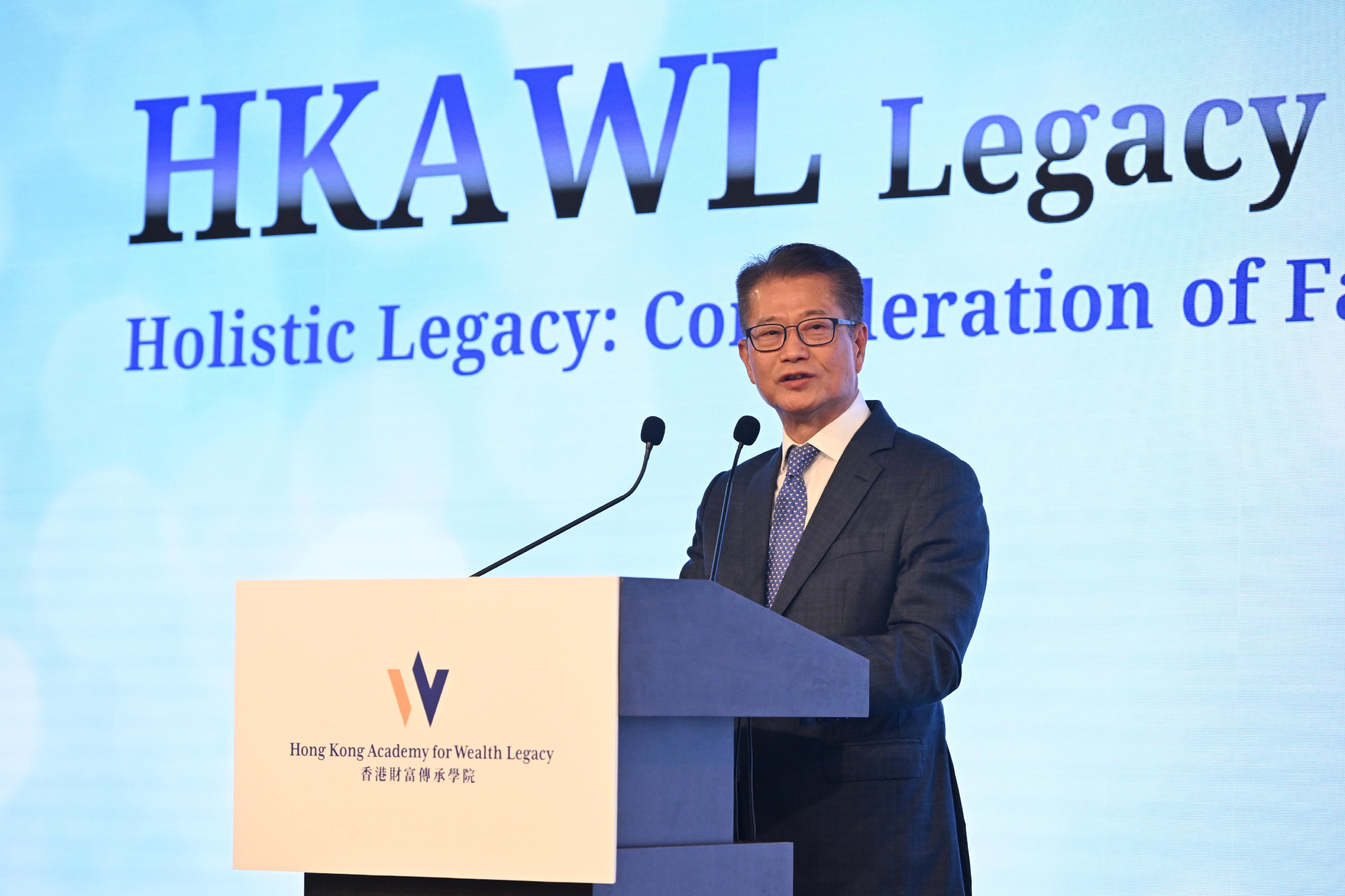 The Financial Secretary, Mr Paul Chan, speaks at the HKAWL Legacy Summit Fall Edition today (September 13).