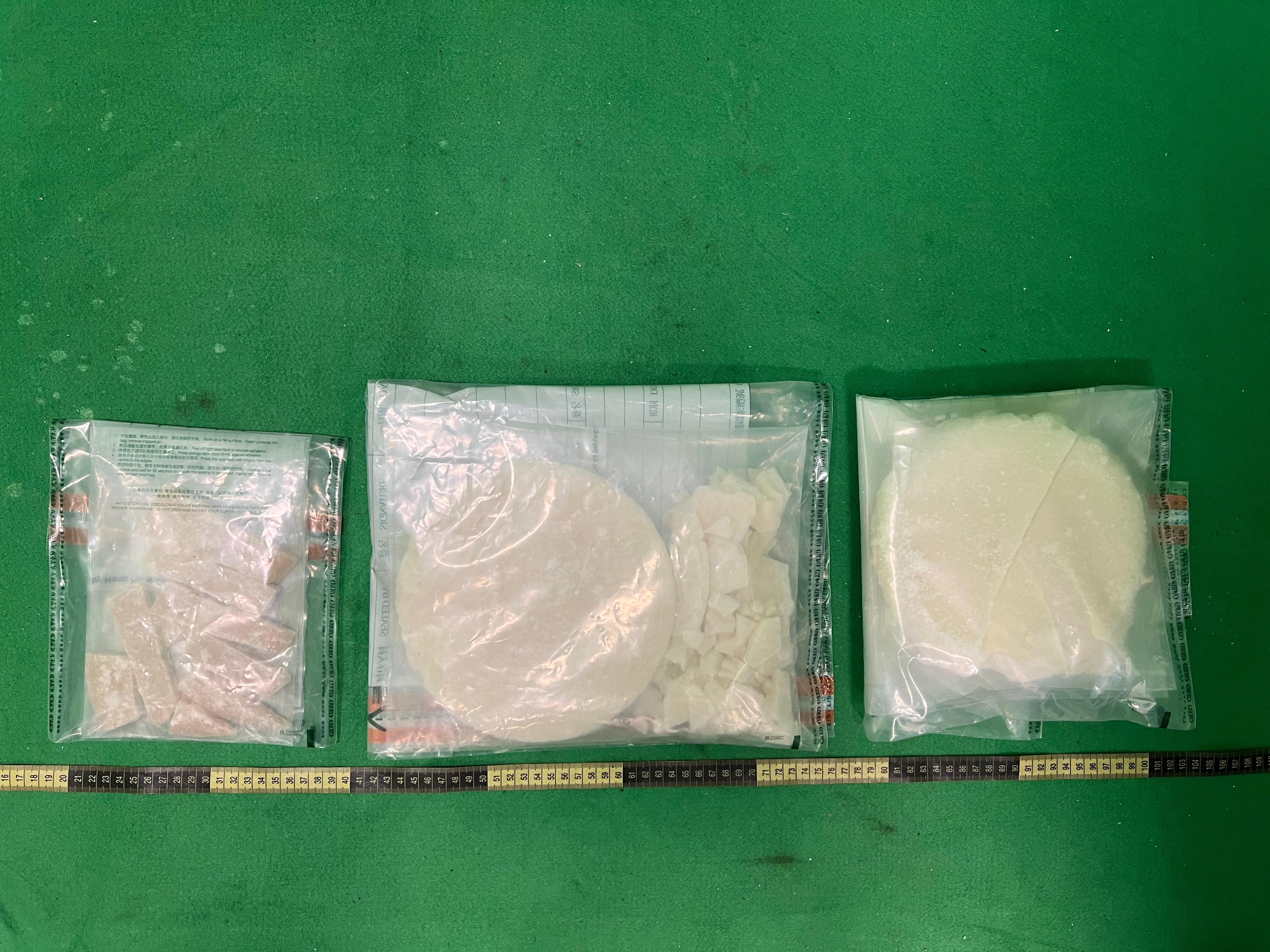 Hong Kong Customs on September 12 seized about 2 kilograms of suspected crack cocaine with an estimated market value of about $2.1 million in Kwai Chung. Photo shows the suspected crack cocaine seized. 