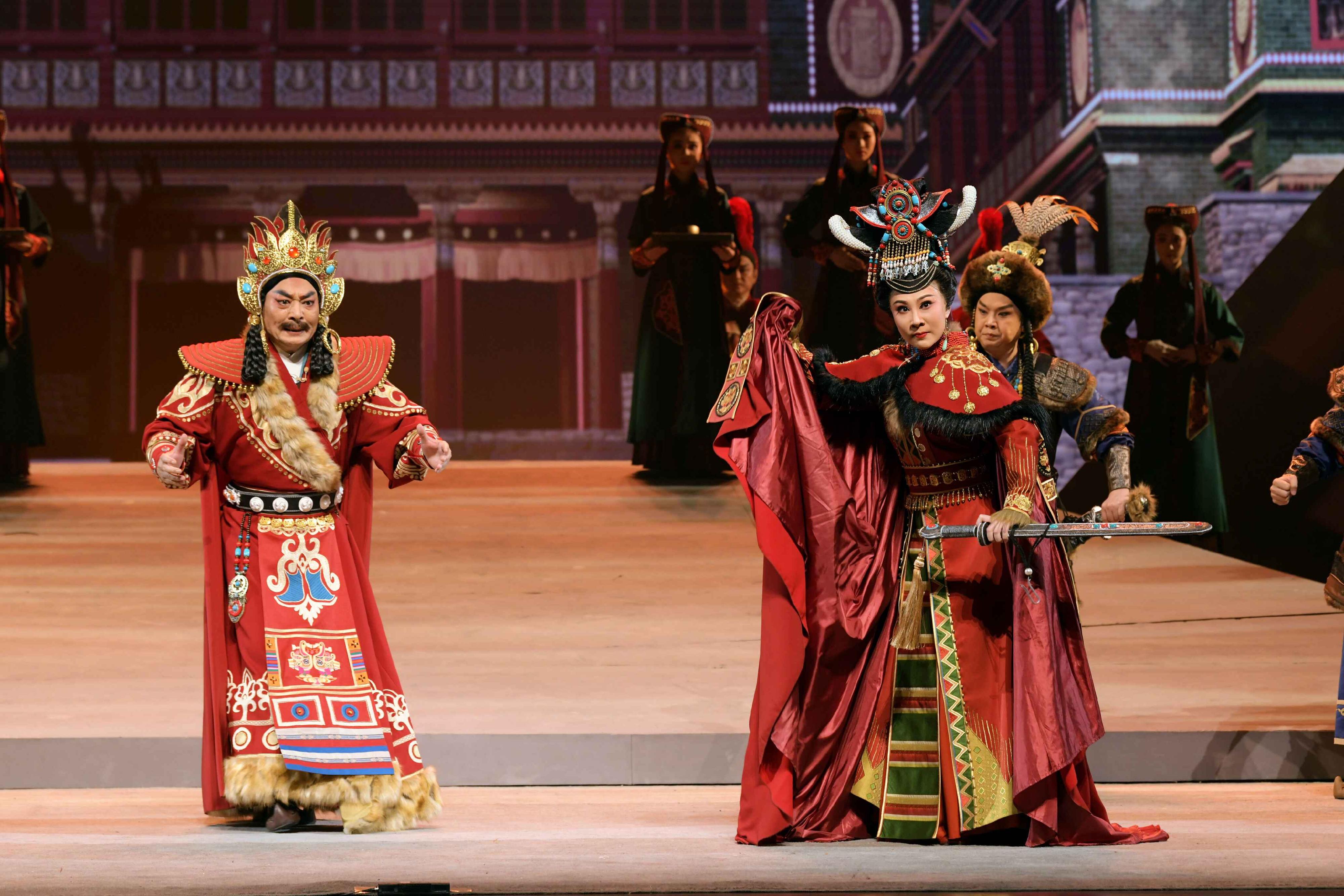 Guangzhou Cantonese Opera Theatre Company will present A New Cantonese Opera "Princess Wencheng" during the Guangzhou Culture Week in October. Photo shows a scene from the performance "Princess Wencheng". 
