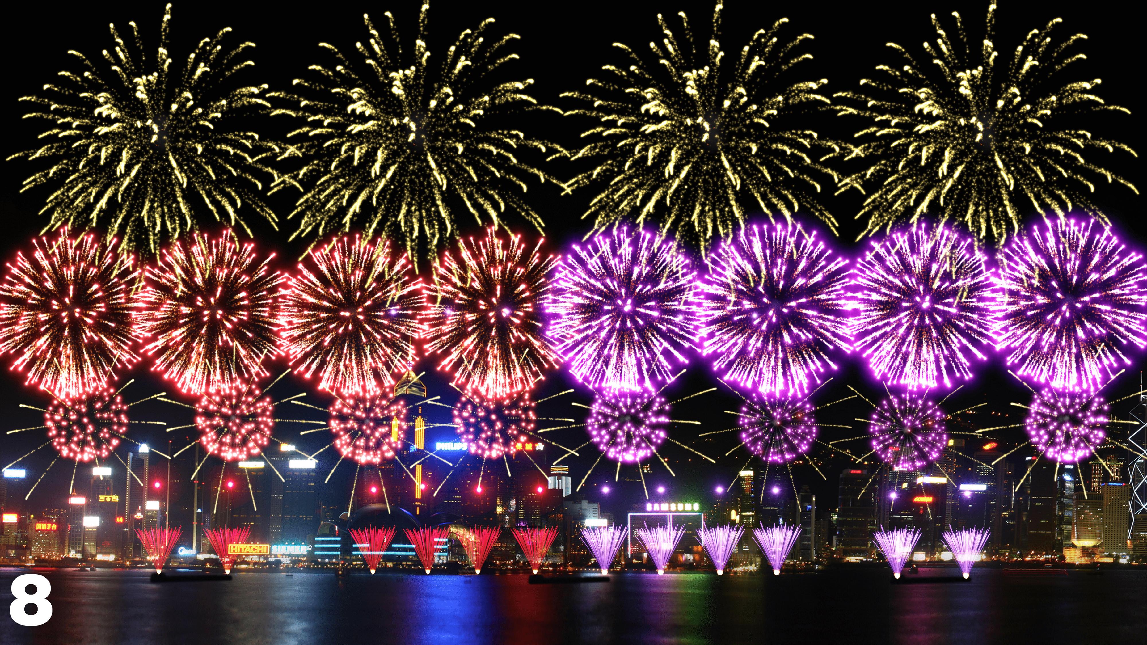 The National Day Fireworks Display will light up Victoria Harbour at 9pm on October 1 to celebrate the 75th anniversary of the founding of the People's Republic of China. The display will consist of eight scenes under the theme "Splendid fireworks shining over a prosperous China". Photo shows the eighth scene, "The Magnificent Scenes of China".
