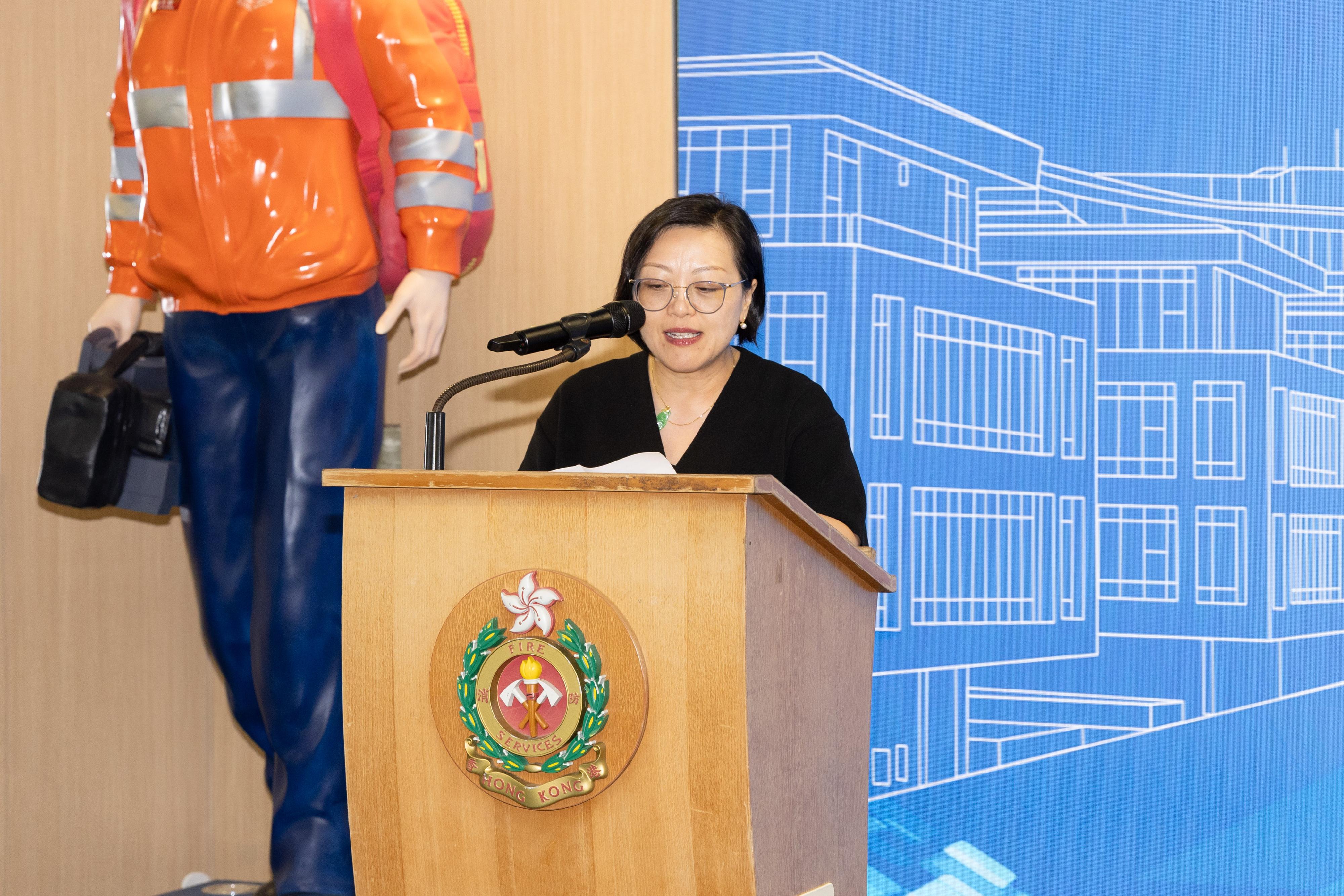 The Fire Services Department and the Education University of Hong Kong (EdUHK) signed a Memorandum of Understanding today (October 2). Photo shows the Associate Vice President (Quality Assurance) of the EdUHK, Professor Susanna Yeung, speaking at the signing ceremony.