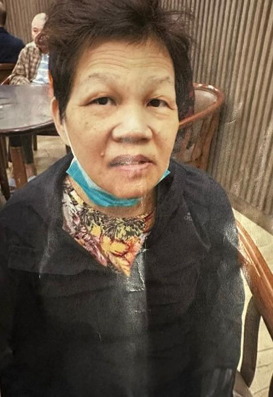 Hong Shuk-lin, aged 68, is about 1.55 metres tall, 45 kilograms in weight and of medium build. She has a square face with yellow complexion and short black hair. She was last seen wearing a white long-sleeved T-shirt, black trousers and pink slippers.
