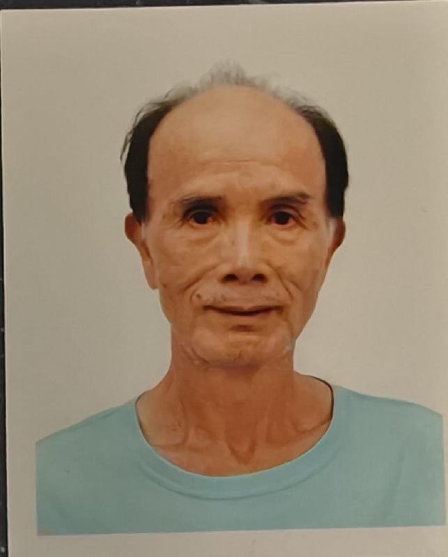 Lo Ka-leung, aged 67, is about 1.67 metres tall, 60 kilograms in weight and of thin build. He has a pointed face with yellow complexion and is bald with short black and white hair on both sides. He was last seen wearing a dark blue short-sleeved T-shirt, blue jeans, dark blue sport shoes and a grey cap.
