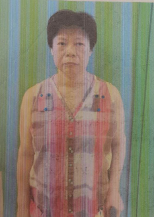 Yeung Po-yuk, aged 58, is about 1.53 metres tall, 59 kilograms in weight and of medium build. She has a round face with yellow complexion and short hair. She was last seen wearing a white and blue vest, dark shorts, dark sandals as well as carrying a black sling bag and a walking stick.