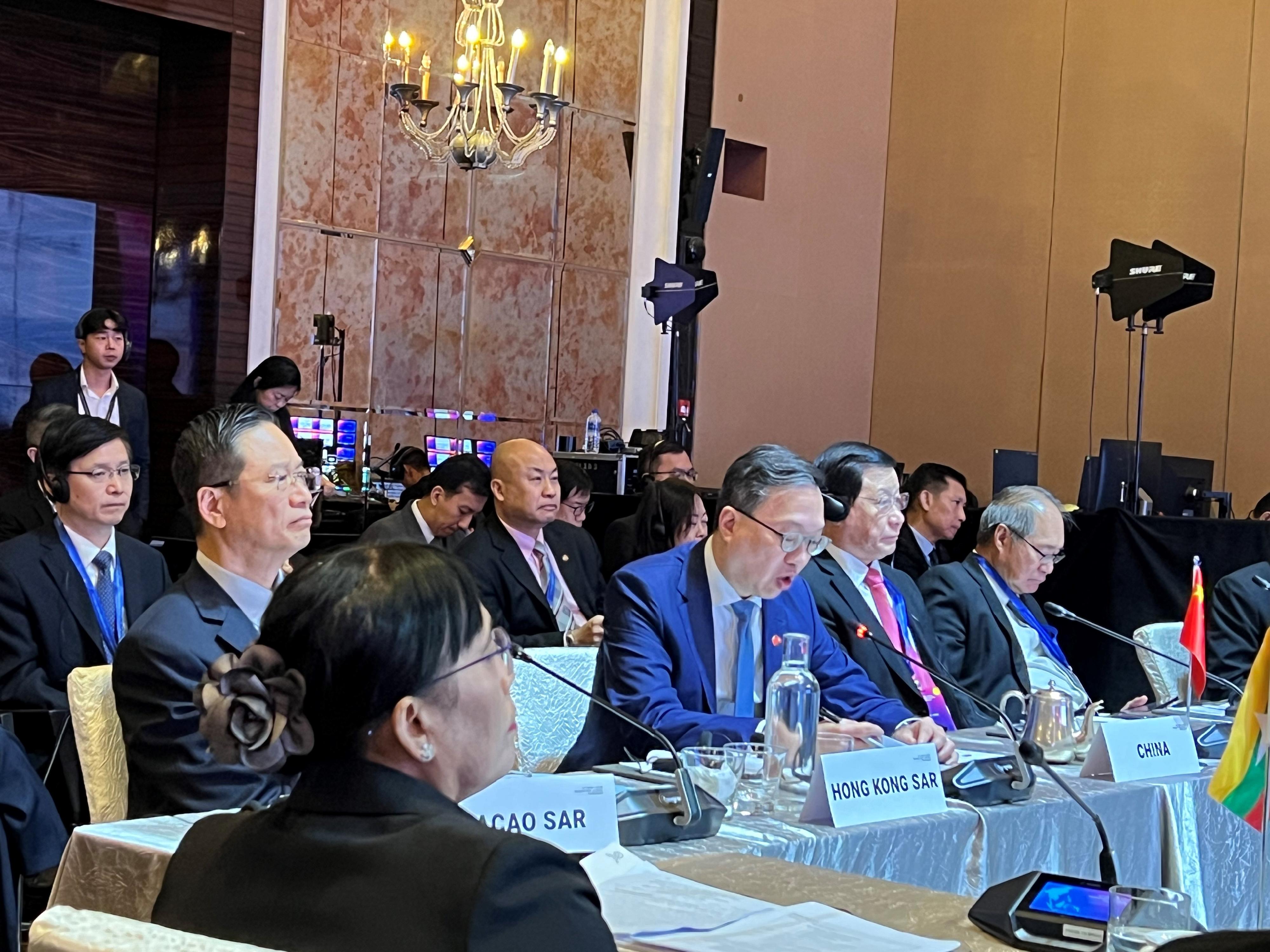 The Secretary for Justice, Mr Paul Lam, SC, attended the 14th China-ASEAN Prosecutors-General Conference in Singapore today (October 29). Photo shows Mr Lam (first row, third right) addressing the plenary session of the conference.