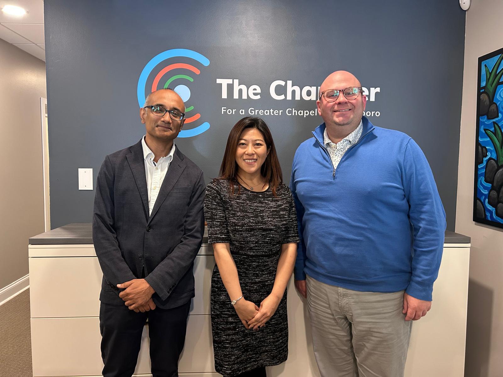 The Director of Hong Kong Economic and Trade Office, New York, Ms Maisie Ho, visited Raleigh, North Carolina, on October 28 and 29 (Raleigh time), to strengthen business ties with local business, technology and education interlocutors. Photo shows Ms Ho (centre) with the Vice President for Advocacy of the Chamber for Greater Chapel Hill-Carrboro, Mr Ian Scott (right), and the Head of Business and Talent Attraction / Invest Promotion of Invest Hong Kong, Mr Ranjit Unnithan (left).