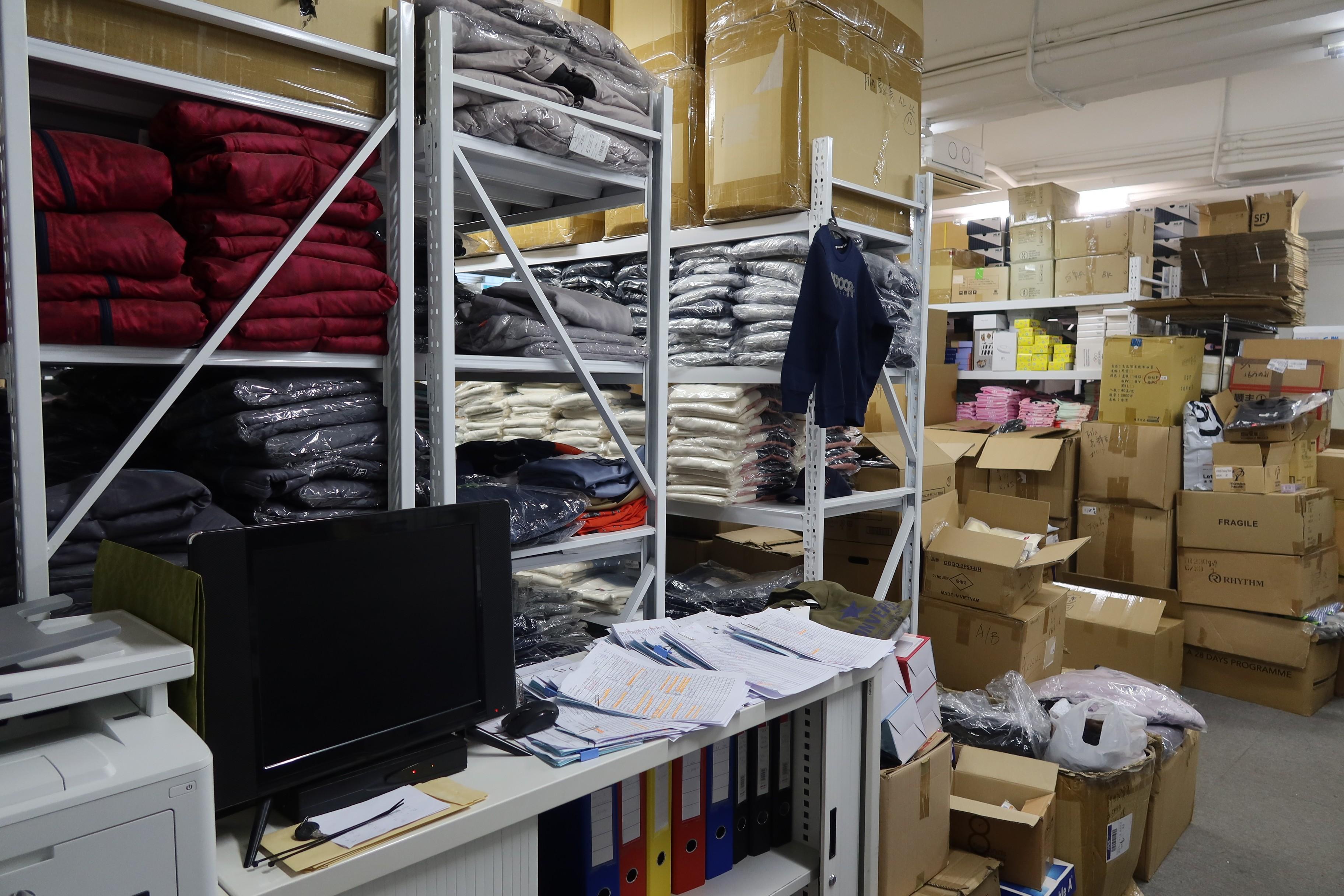Hong Kong Customs conducted an enforcement operation on November 5 to combat the online sale of counterfeit goods and seized about 15 000 suspected counterfeit items with an estimated market value of about $2 million. Photo shows a storage unit suspected to be used for storing counterfeit goods.